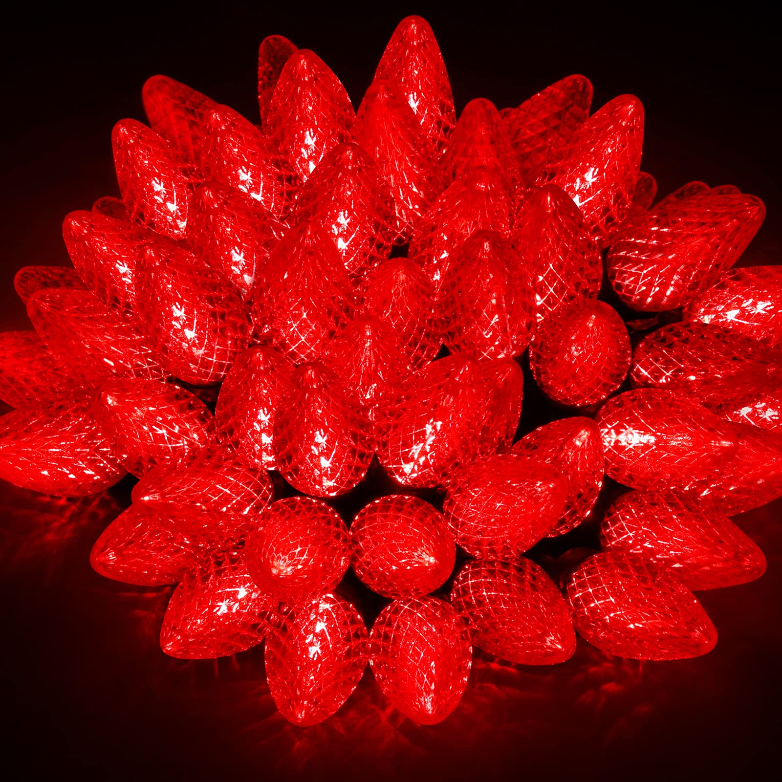 Marchpower C9 Christmas Lights,70LED 46FT Big Bulb Waterproof Outdoor Indoor LED String Lights, Durable Fairy Light Plug in Connectable Strawberry Light for Party Garden Tree Roof Decorate,Red