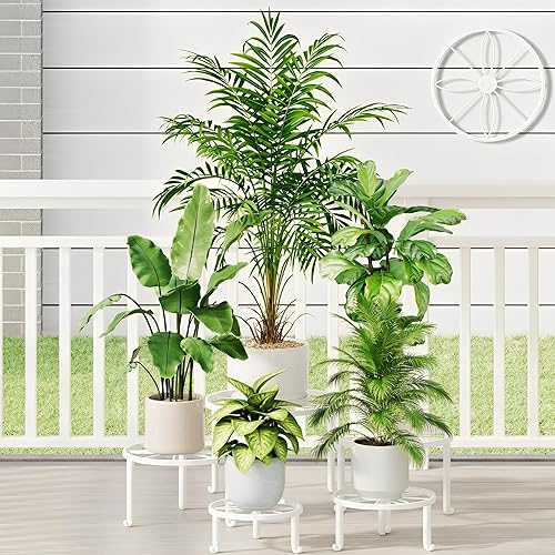 Paquete de 5 Soportes de Metal Resistente Decoran Múltiples Plantas para Interiores y Exteriores, Soporte de Hierro Antioxidante para Macetas,