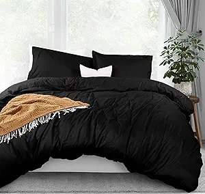Utopia Bedding Duvet Cover California King Size - 3 Piece with Zipper Closure - 1 Comforter Cover 104X98 Inches & 2 Pillow Shams 20X36 Inches (Black) Comforter Not Included
