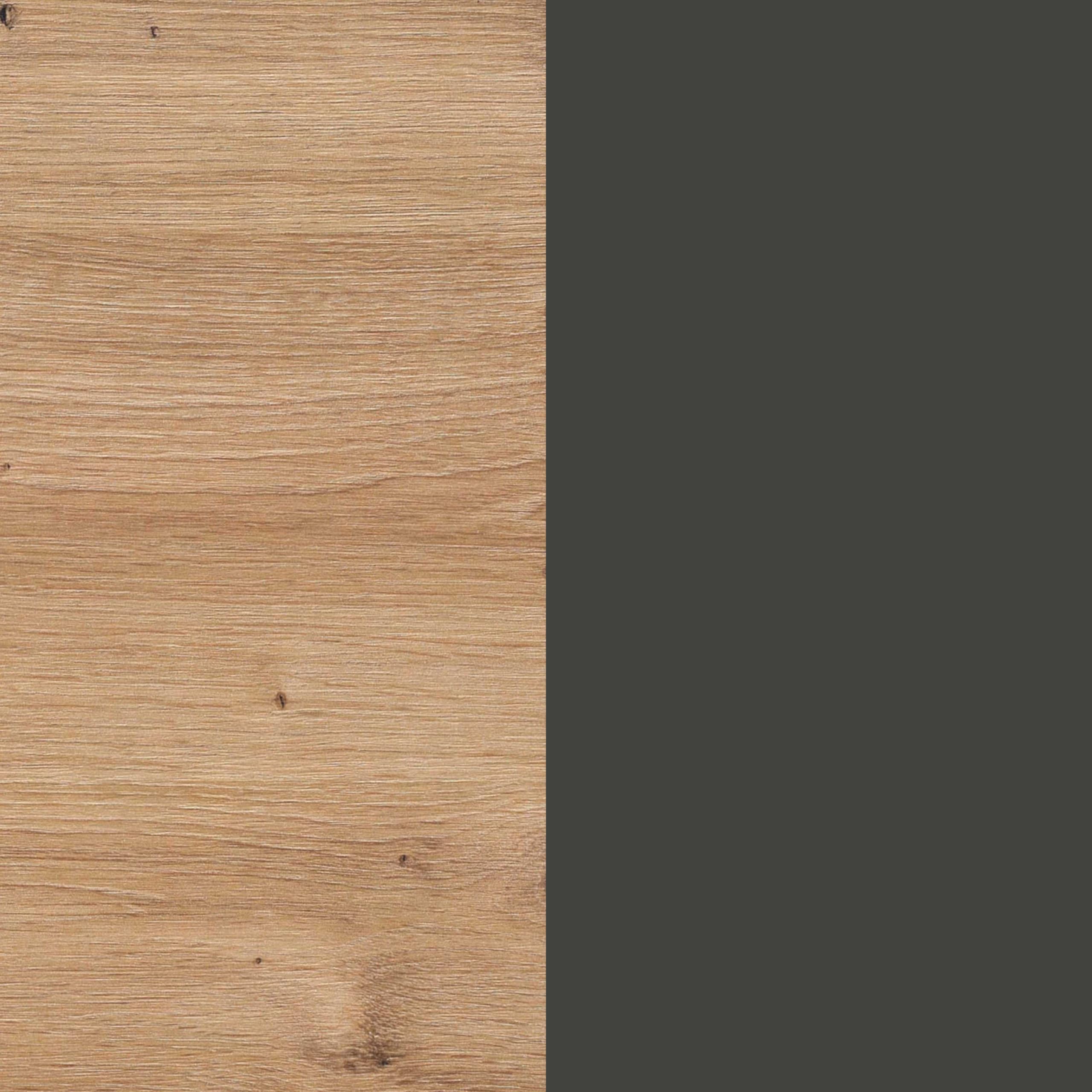 Habitdesign, moderner TV-Schrank mit 2 Türen und 2 Schubladen in Eiche Nodi und Anthrazit, Wohnzimmermöbel mit Stauraum, Maße: 130 x 47 x 41 cm (B x H x T), Modell Brooklyn