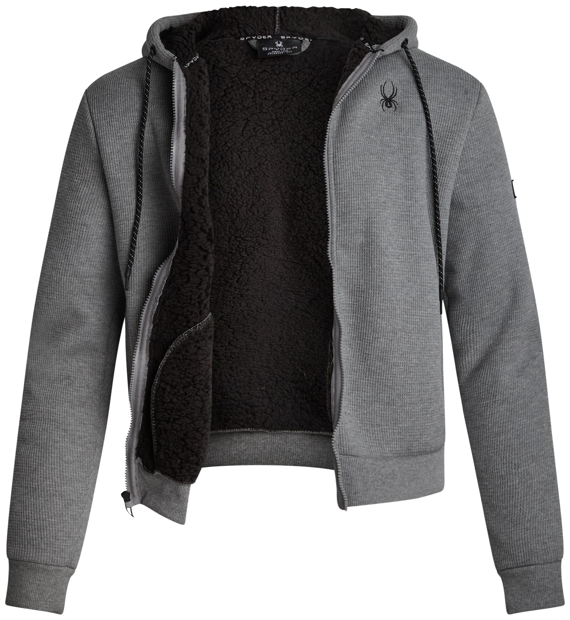 Spyder Mens Zip Up Hoodie Sweatshirt - Heavyweight Sherpa Fleece Lined Soft Extra Warm Cozy Hoodies for Men, Grey Heather, S