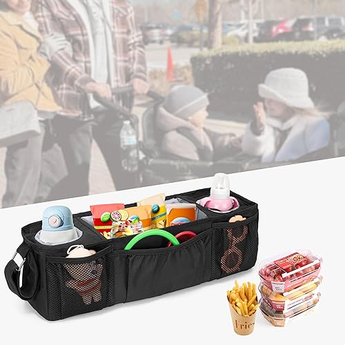 Miniatura 7 de GRAOSO Bandeja de aperitivos para cochecito compatible con Wonderfold Wagon W4, consola para padres de fácil limpieza compatible con Keenz 7S+,