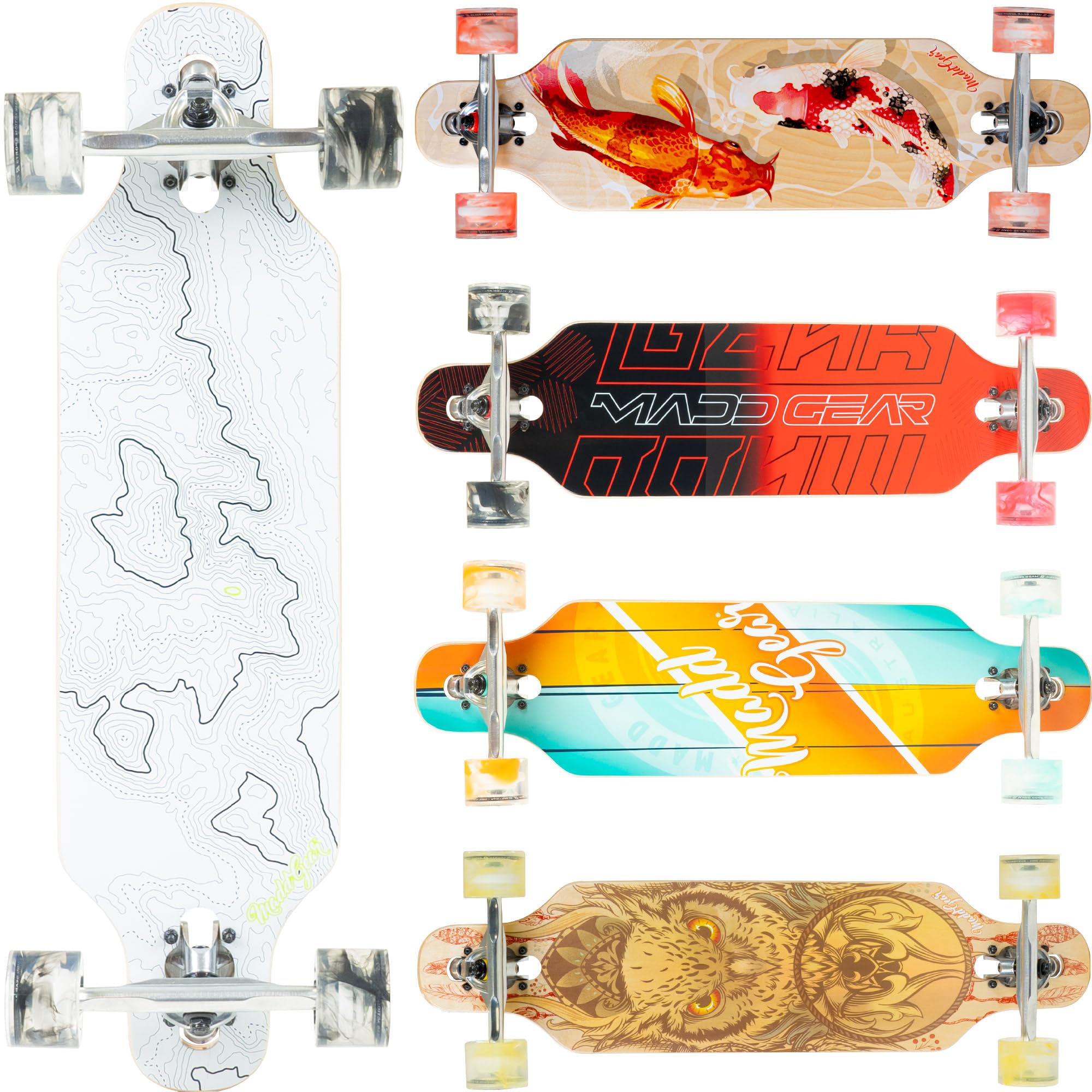 Skateboard Cruiser per adulti e ragazzi, tavola leggera in acero da 78,7 cm, ruote lisce da 70 mm, longboard Madd Gear