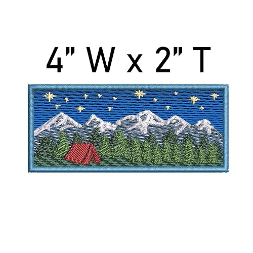 Miniatura 2 de Mountain Forest Trees Tent Stars Patch 4" Embroidered Iron-onSew-on Applique Vacation Travel Souvenir Seek Adventure Animals Nature Decorative