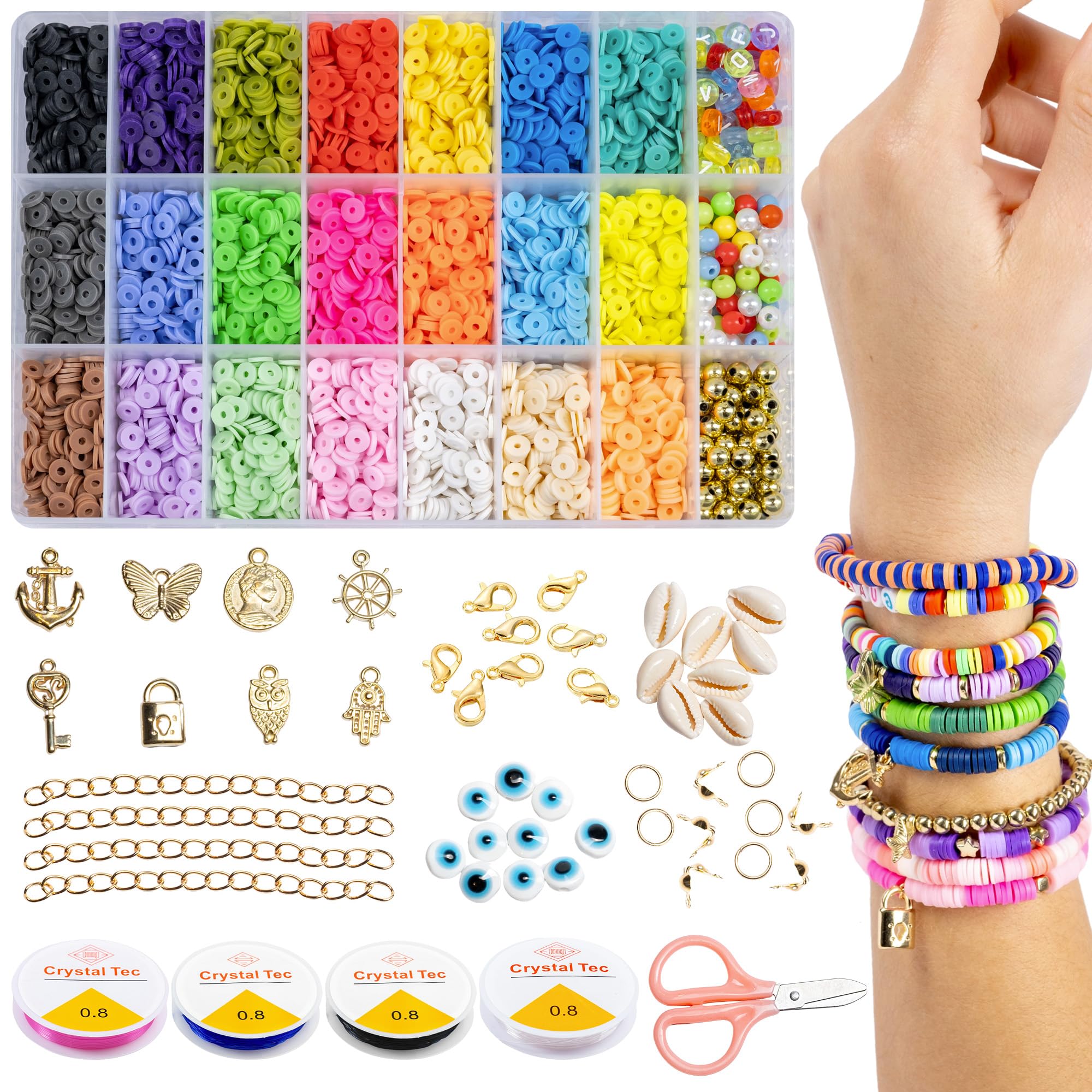 AO-Infinity Market| KIT DE ABALORIOS para HACER PULSERAS-6200 pcs accesorios-Regalo Niñas 10-12 años-Kit pulseras de Cuentas-Cosas para Hacer Pulseras-Brazaletes de la Amistad-Pulsera para Hacer