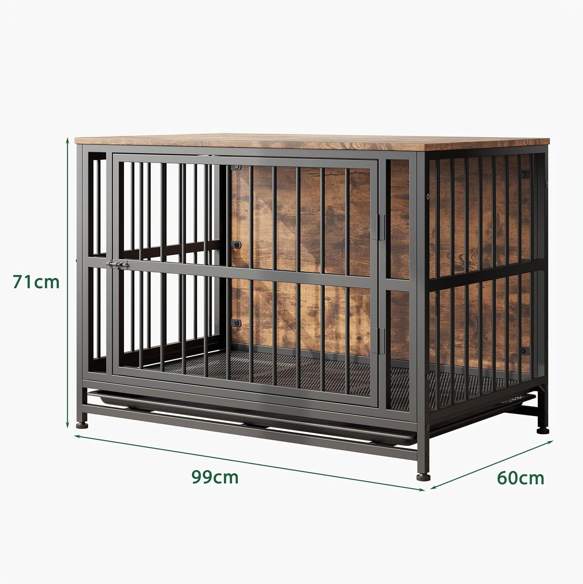 Cage pour Chien, Cage pour Chien Robuste pour Chiens de Grande/Moyenne Taille, Maison pour Chien avec Plateau Amovible, Cage pour Animaux avec Double Porte, Table d’Appoint, Résistante aux