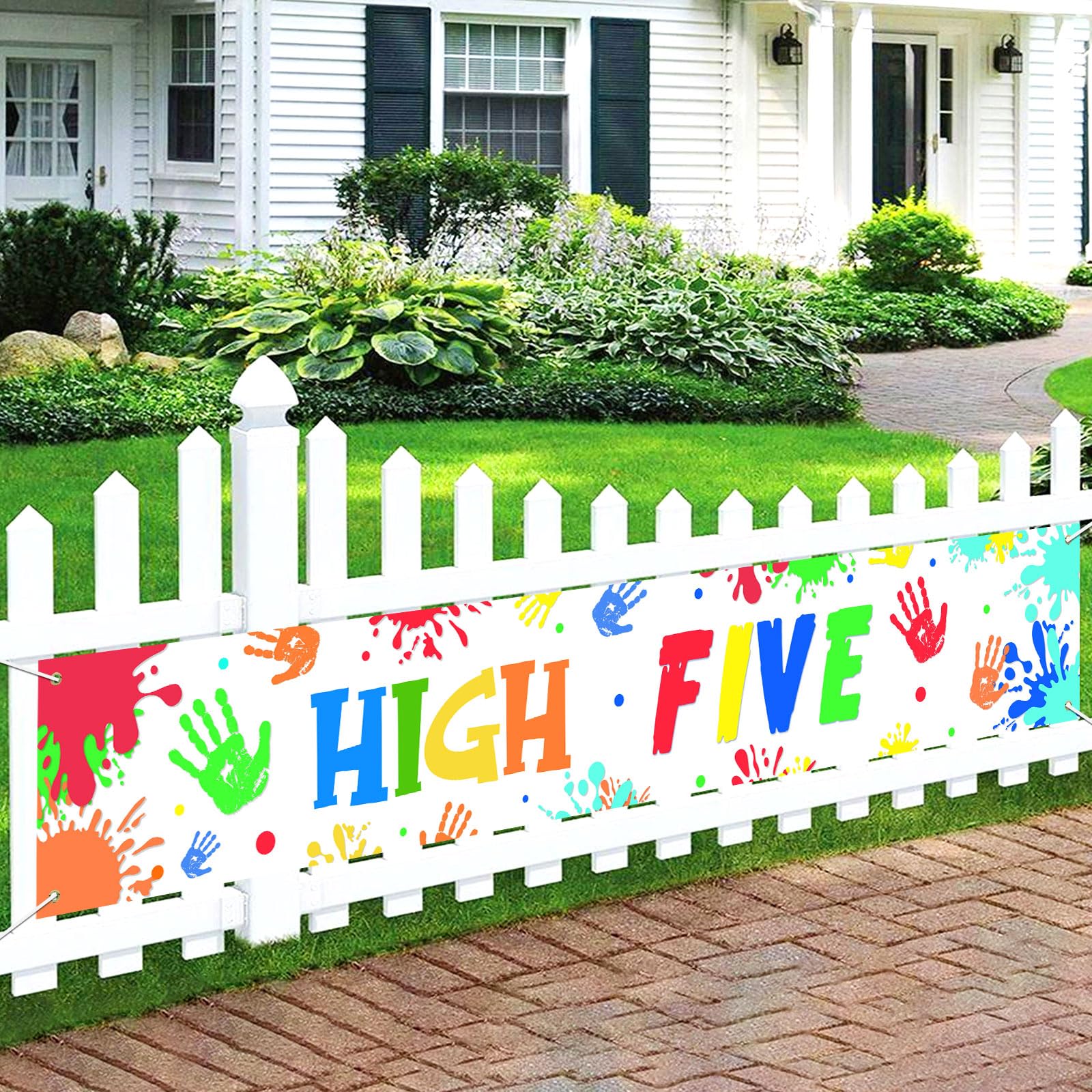 Décorations de fête Hi Five 5e anniversaire pour jardin de garçons et filles
