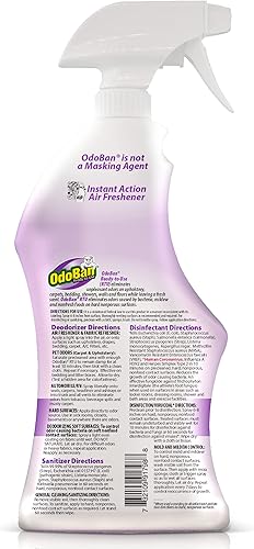 Miniatura 5 de OdoBan Desinfectante listo para usar y eliminador de aromas duros, limpiador y ambientador de tela, juego de 2, aerosol continuo de 360 grados de