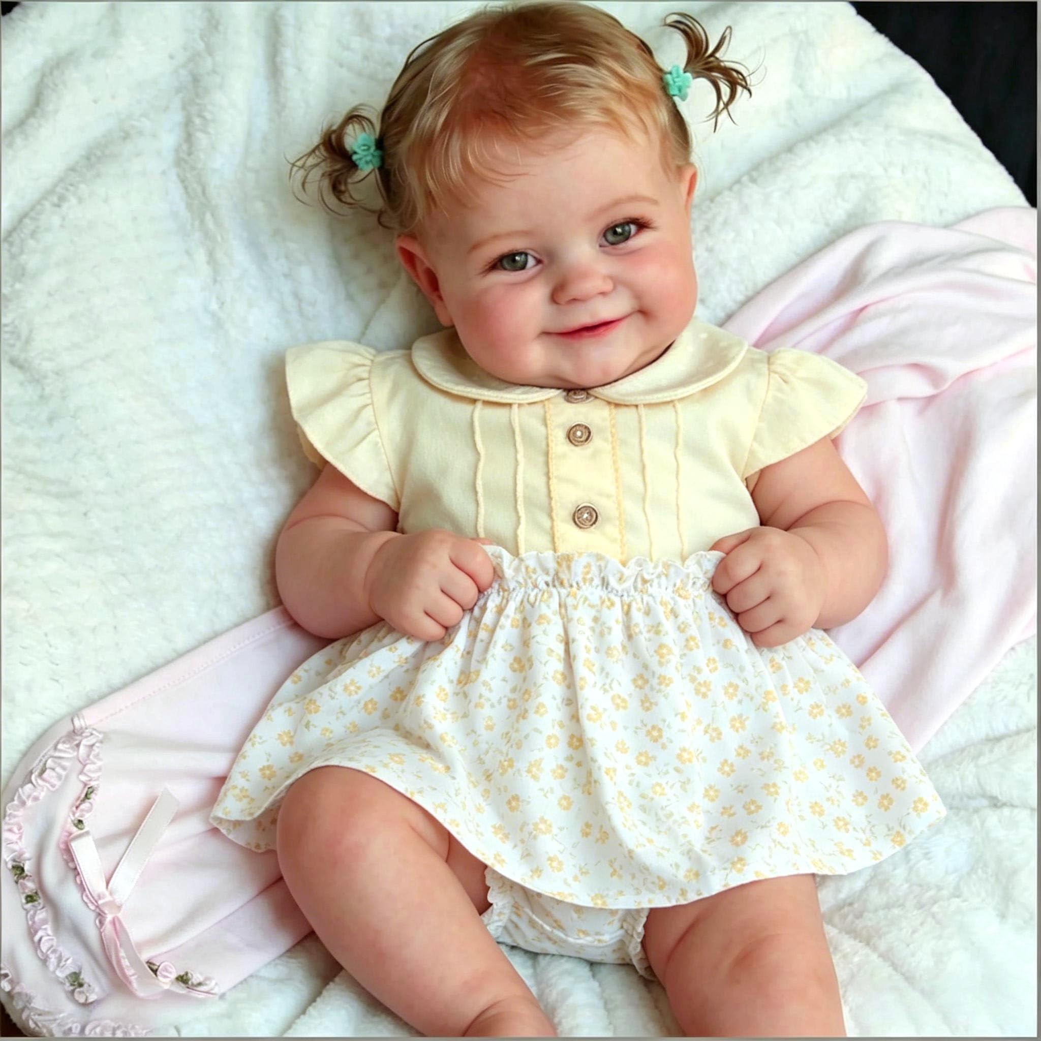 Anano Reborn Baby VollVinlyl Lebensecht, Vinlyl Baby Mädchen-50CM Reborn Puppen Lebensecht Babypuppen Wie Echtes, Waschbar Lebensechte Puppen