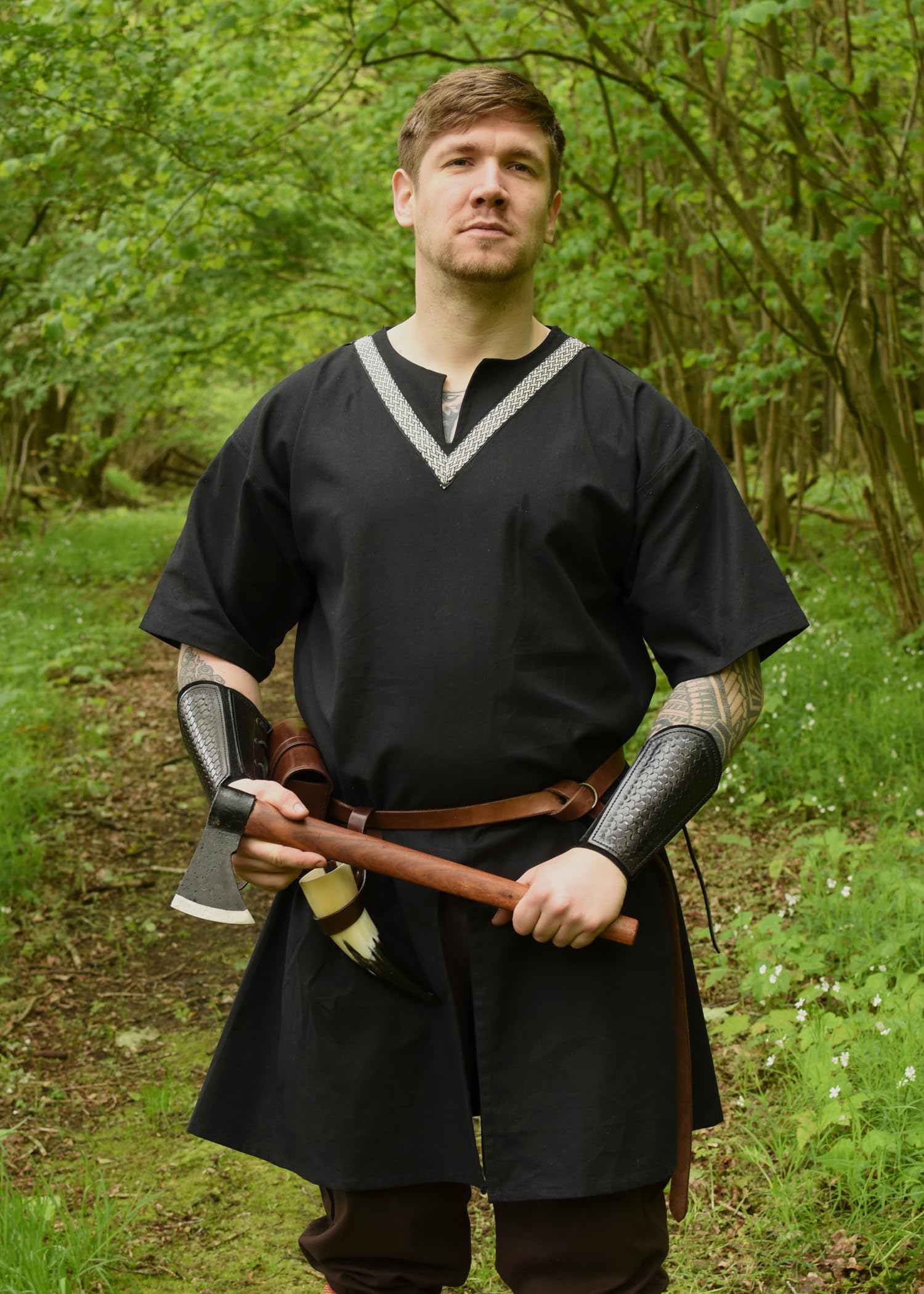 Battle-Merchant Mittelalter Tunika Ailrik mit Bordüre, Herren