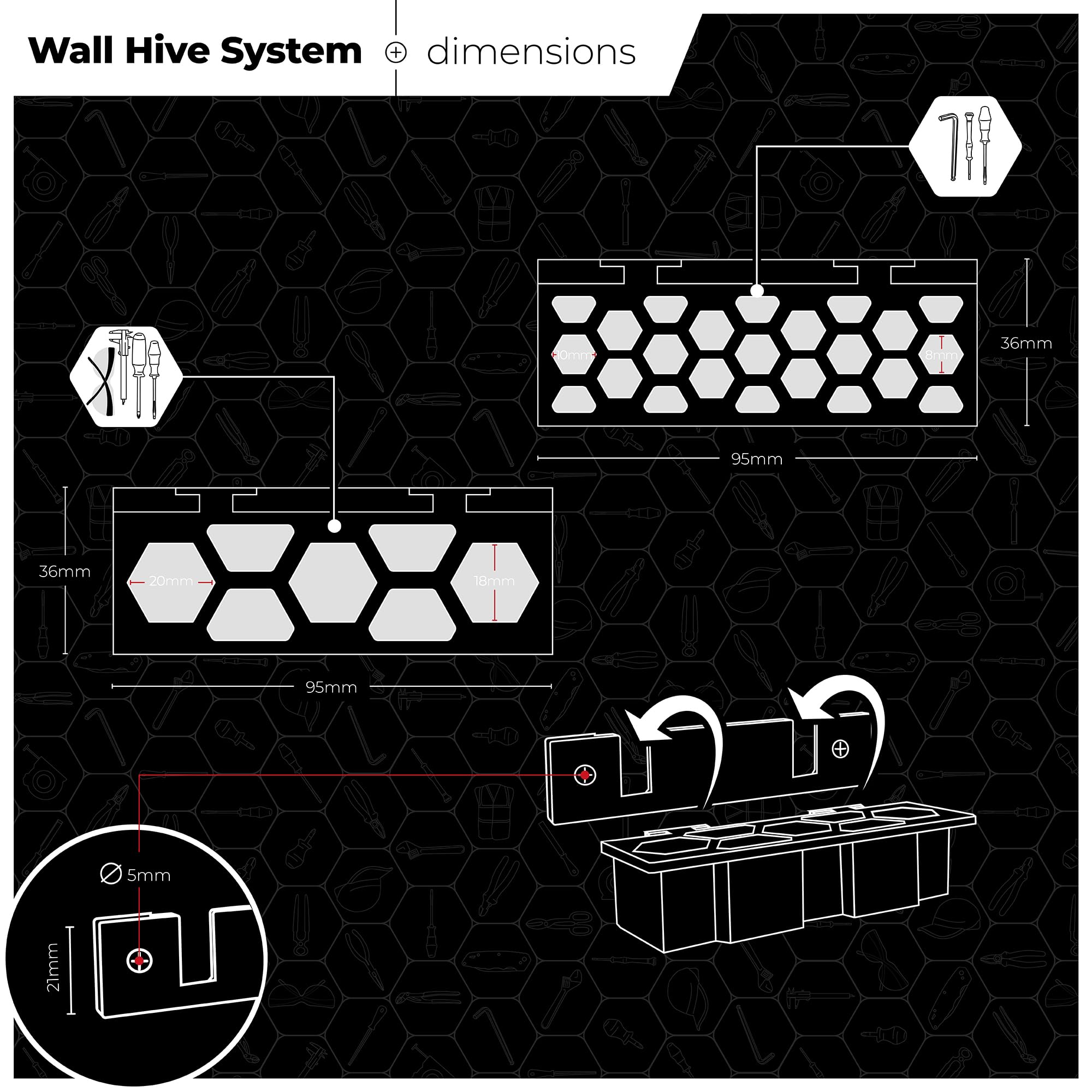 StealthMounts Wall Hive Tool Organizer - 4 Pack Pliers & Hook Racks For Garage Workshop Storage