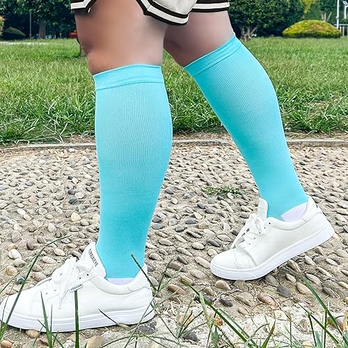 Miniatura 9 de Bbfrey Calcetines de compresión de talla grande para mujeres y hombres, medias de compresión hasta la rodilla de 20-30mmHg, calcetines de soporte,