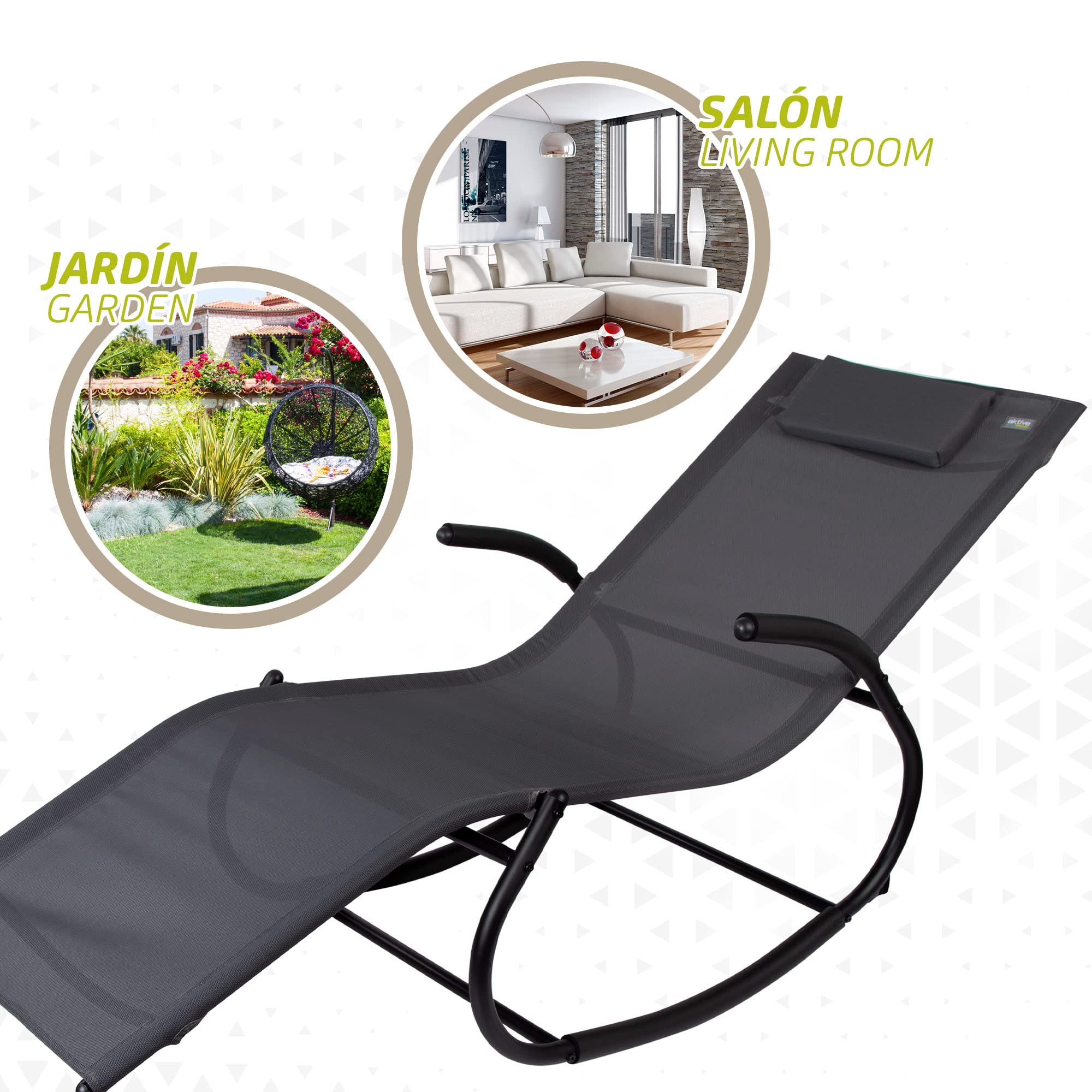 AKTIVE tumbona Textileno 60x172x75cm