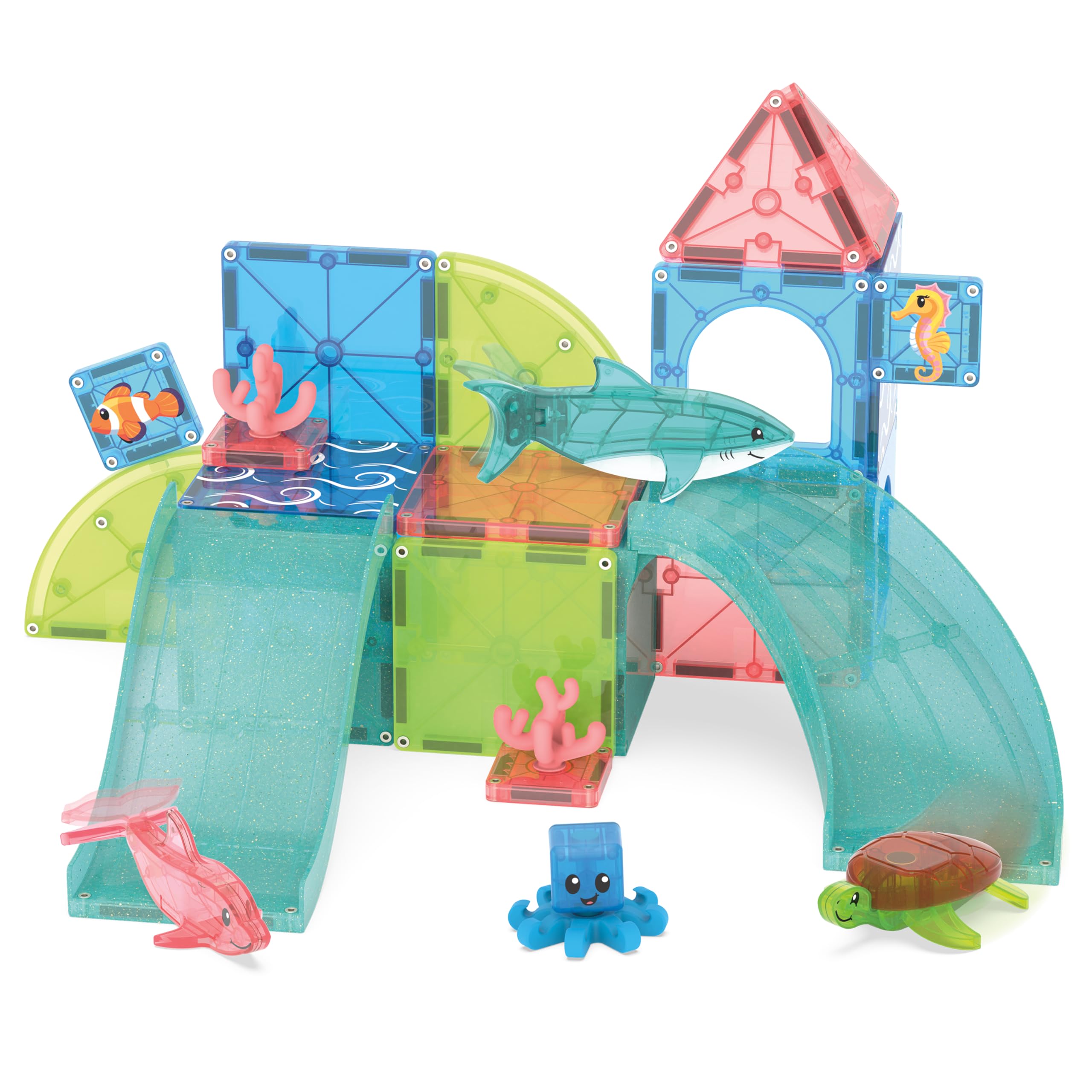 Magna-Tiles Coral Reef 25-częściowy magnetyczny zestaw konstrukcyjny, oryginalna marka magnetyczna