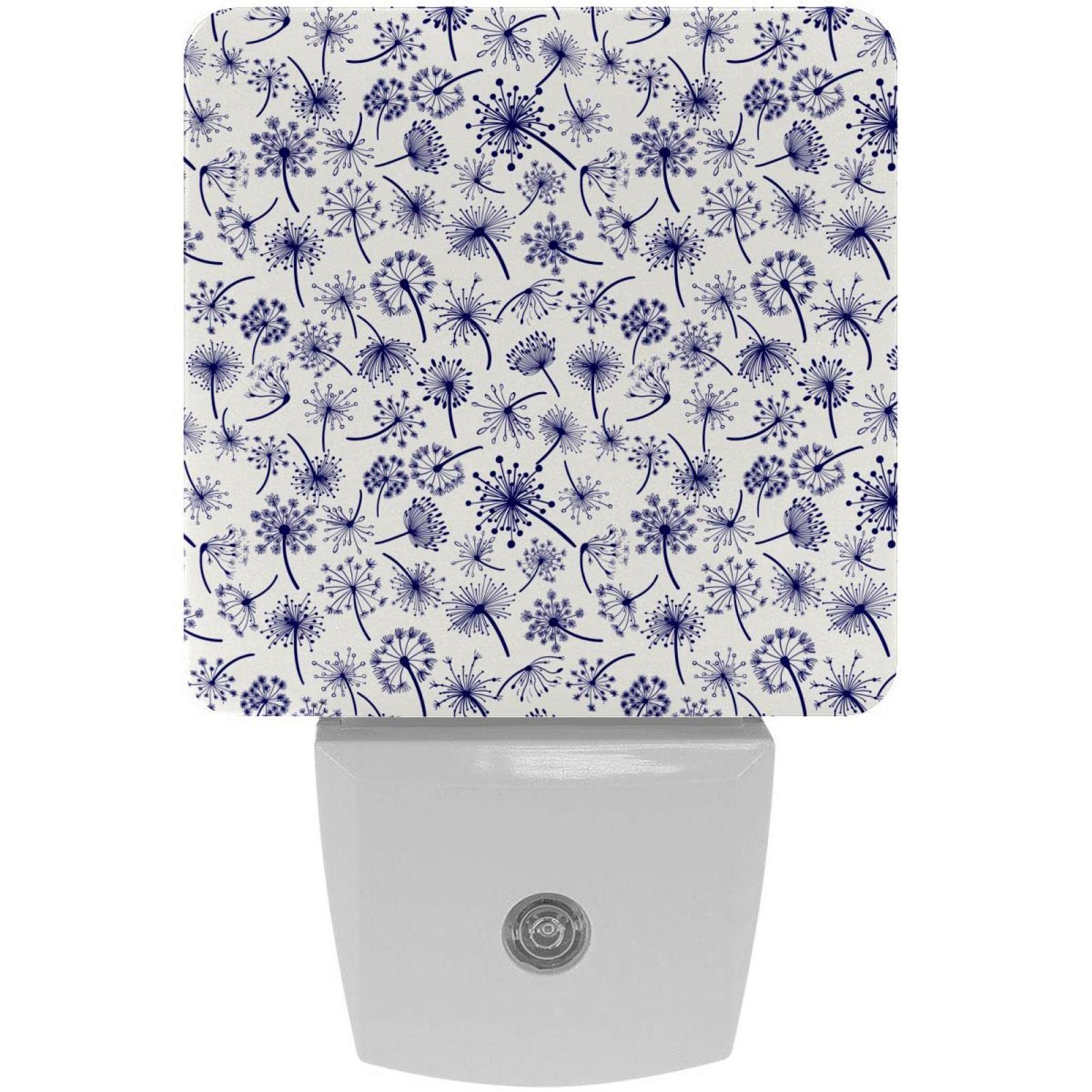 2 Pack Plug-in Nightlight LED Night LightBall Pen Dandelion Seamless Pattern