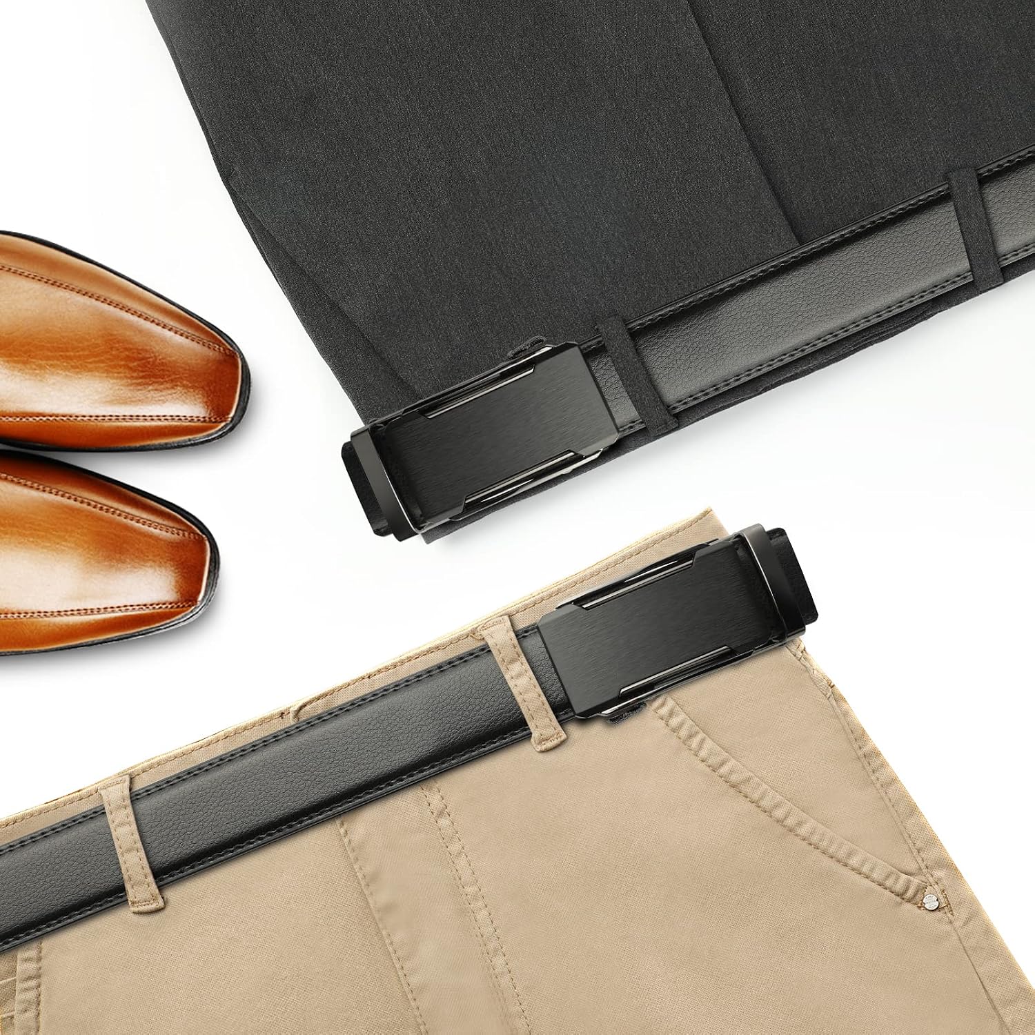 Lavemi Men's Real Leather Ratchet Dress Casual Belt, Cut to Exact Fit,Elegant Gift Box image 3