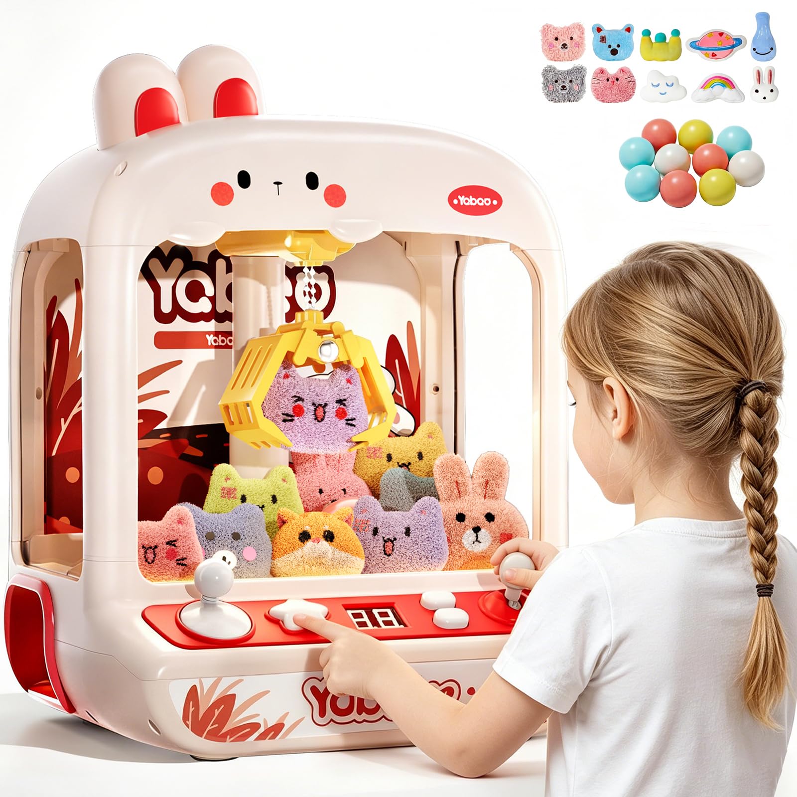 Lapin Machine à Pince pour Enfants Fille,Machine à Pince Jouet Fille 6 7 8 Ans,Mini Machine à Griffes avec Son et LumièRes,Ideas Cadeau Anniversaire pour Enfants de 4 5 6 7 8