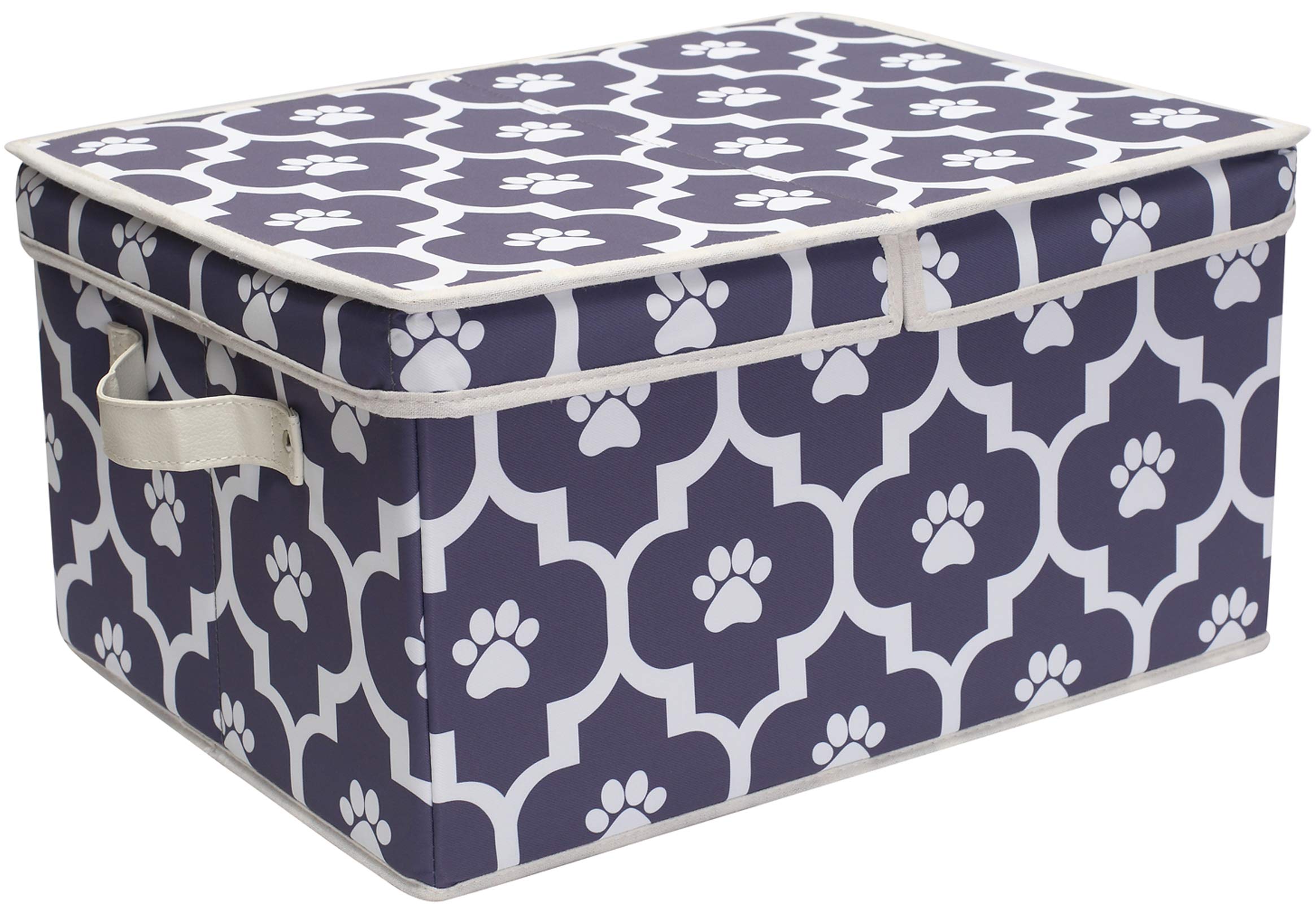 2 Cestini In Metallo Per Giocattoli Per Cani – Organizer Con Manici In Legno – Bianco, Taglie Grande E Media - 2