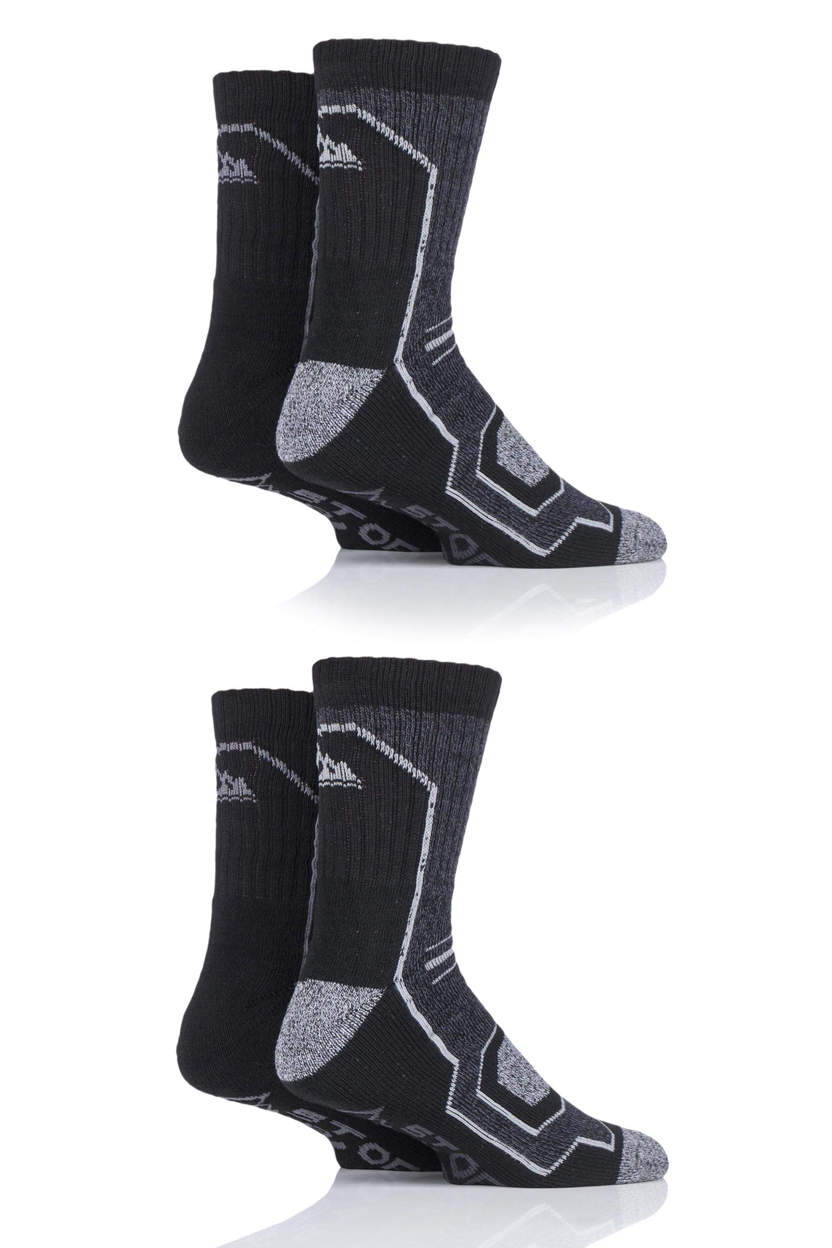 Storm Bloc Men's Black/Charcoal/Grey Technical Boot Socks Pack Of 4 6-11