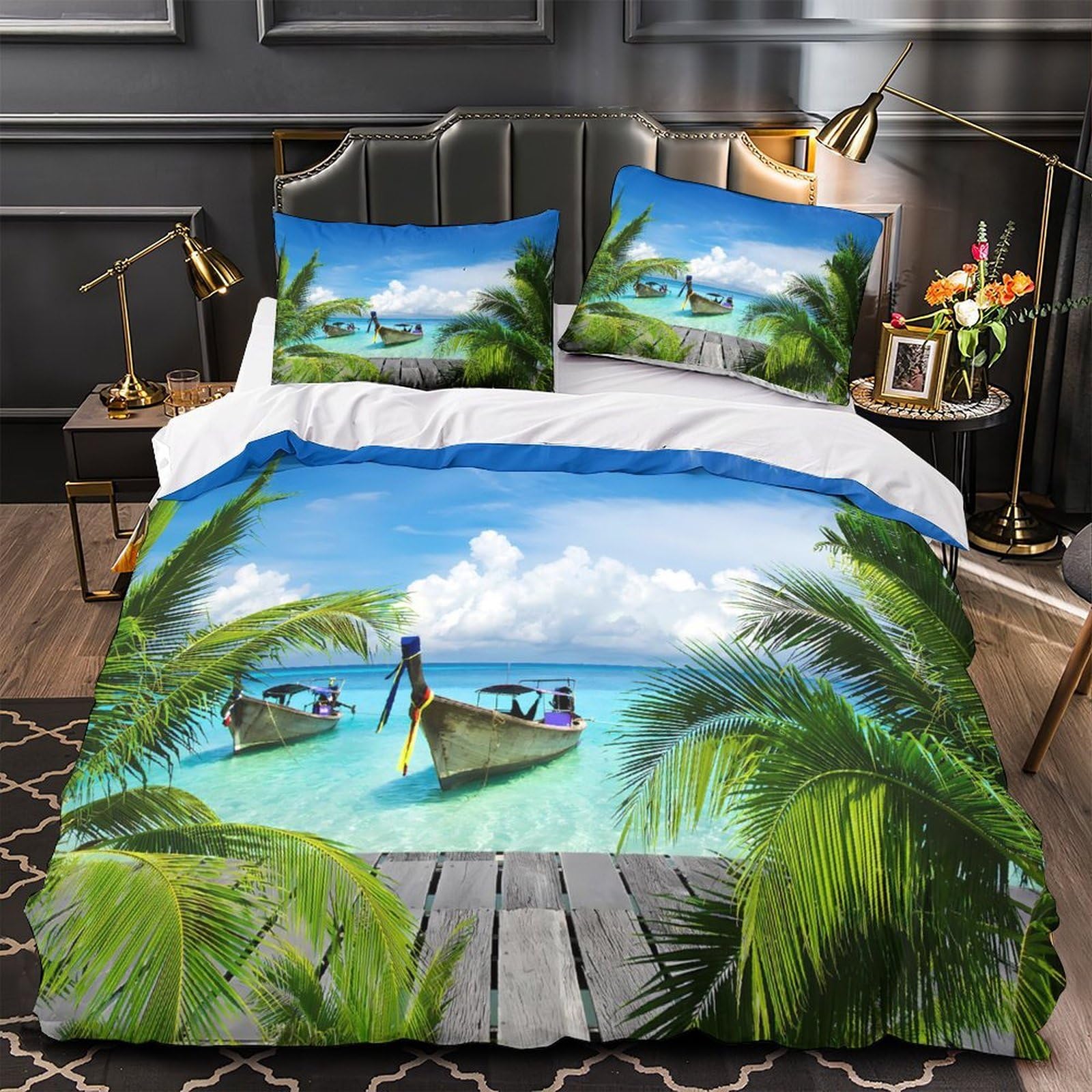Parure de lit imprimé plage 135x200cm pour un air de vacances dans la chambre de fille