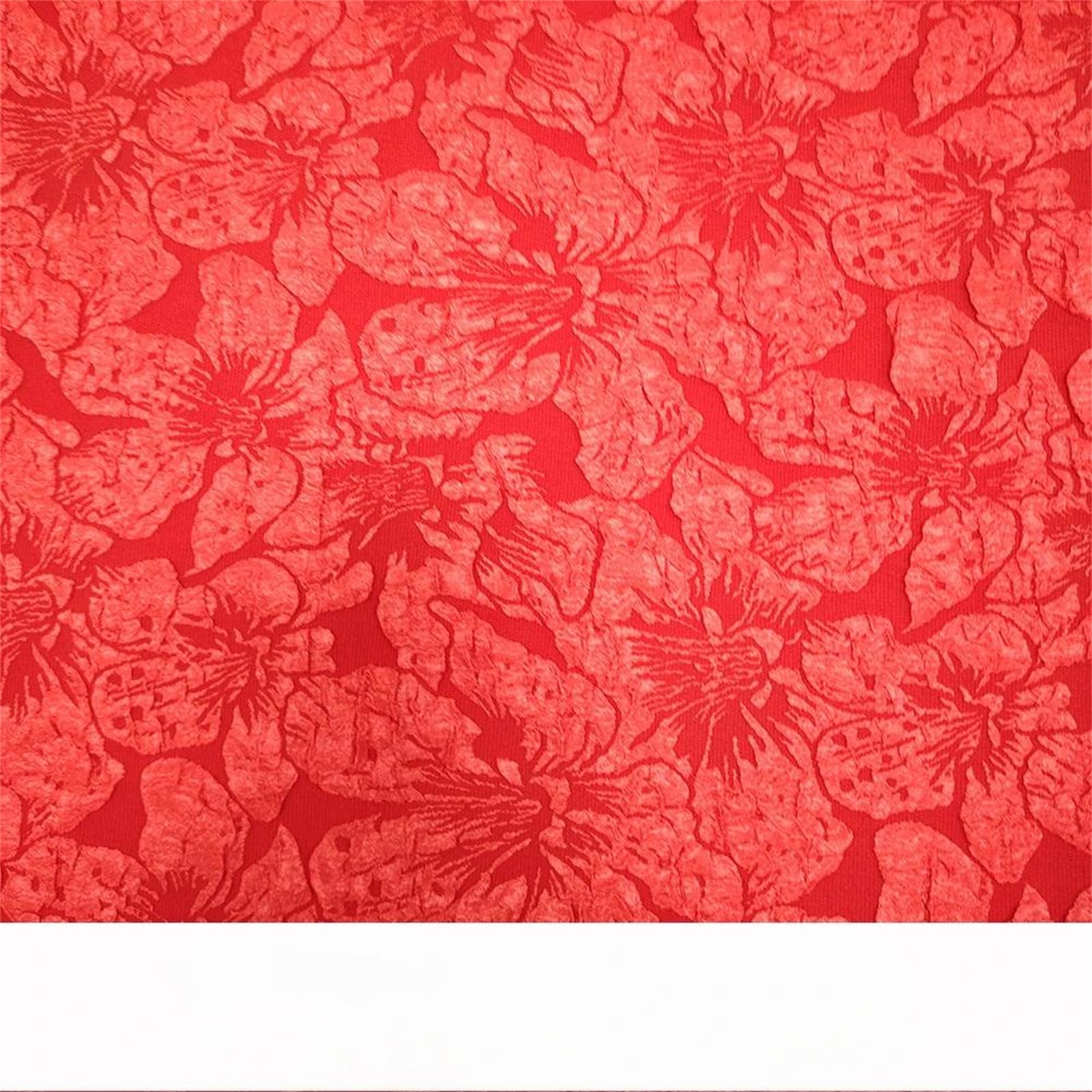 Tessuto Strutturato a Fiori con Texture a Rilievo, 150 cm, for gonne e Borse Decorative(White)