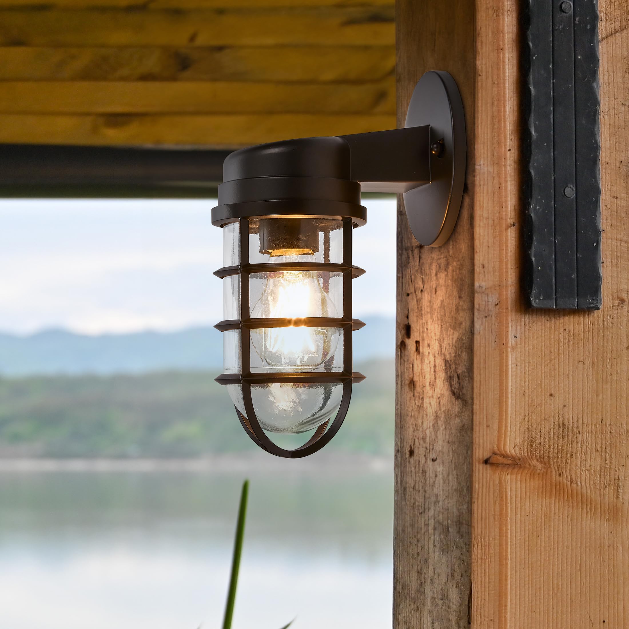 Maxxima LED Cage Light Wall Lantern, 2700K 800 Lumens, 2700K Soft