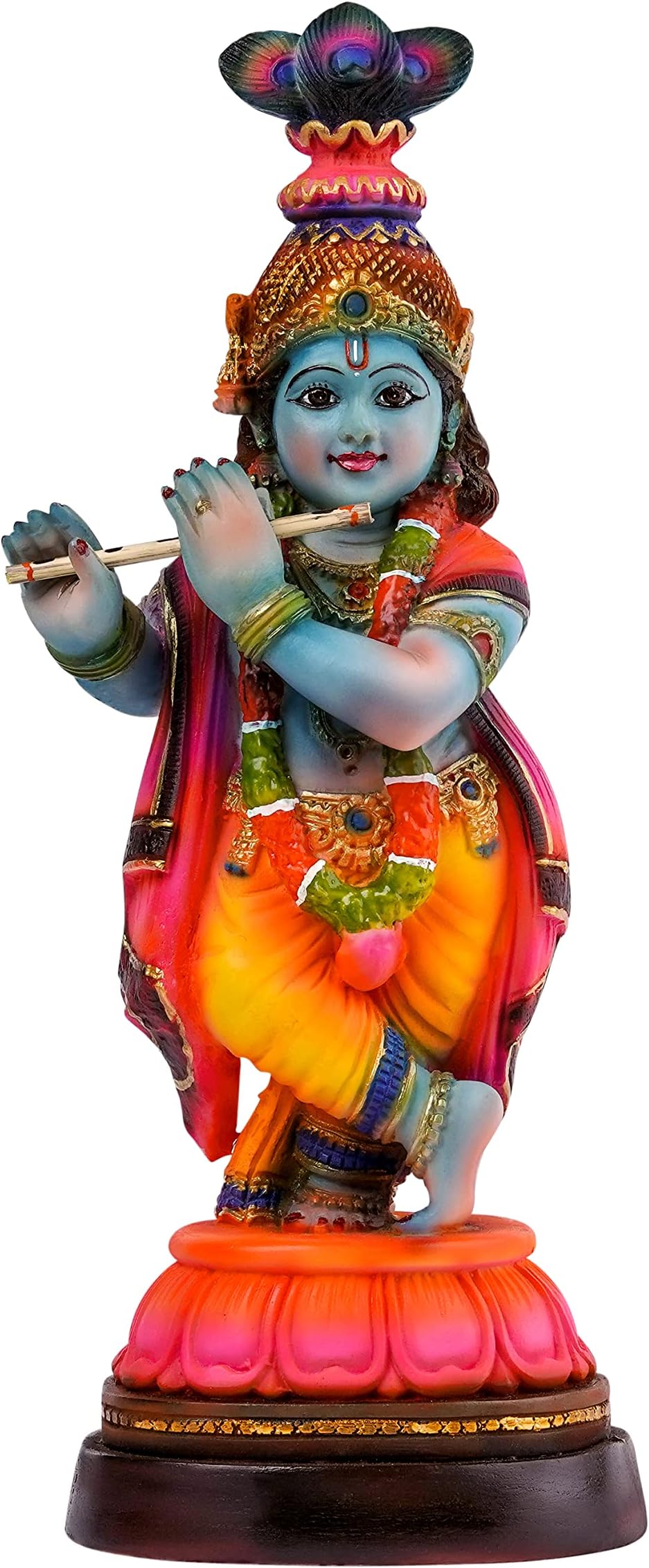 Handcrafted Krishna Murti Showpiece Hindu God Idol Decorative Statue Figurine for Home Decor Gifts for House Warming for Living Room, Multicolour, 33 X 13 X 10 CM