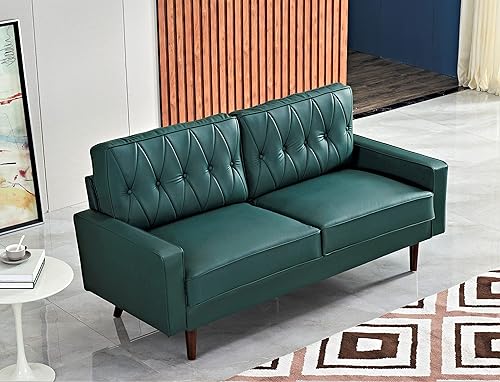 Miniatura 5 de Container Furniture Direct Sofá de piel sintética de estilo moderno con elegantes patas cónicas redondas y respaldo copetudo perfecto para sala de