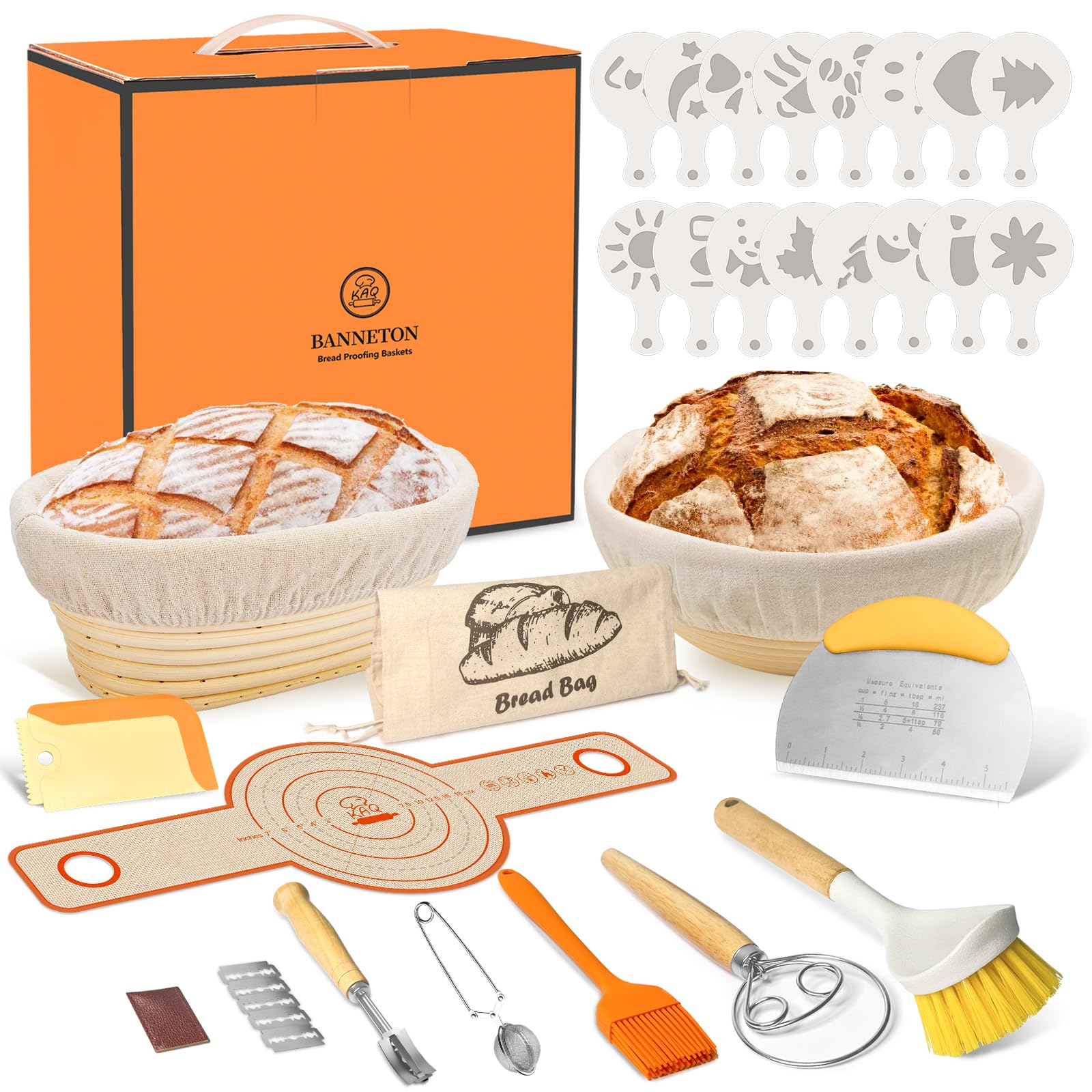Gärkörbchen Set Sauerteig für Zum Brotbacken: Gärkorb Rund 23 cm Oval 25 cm Brot Backen Zubehör Set für Brot