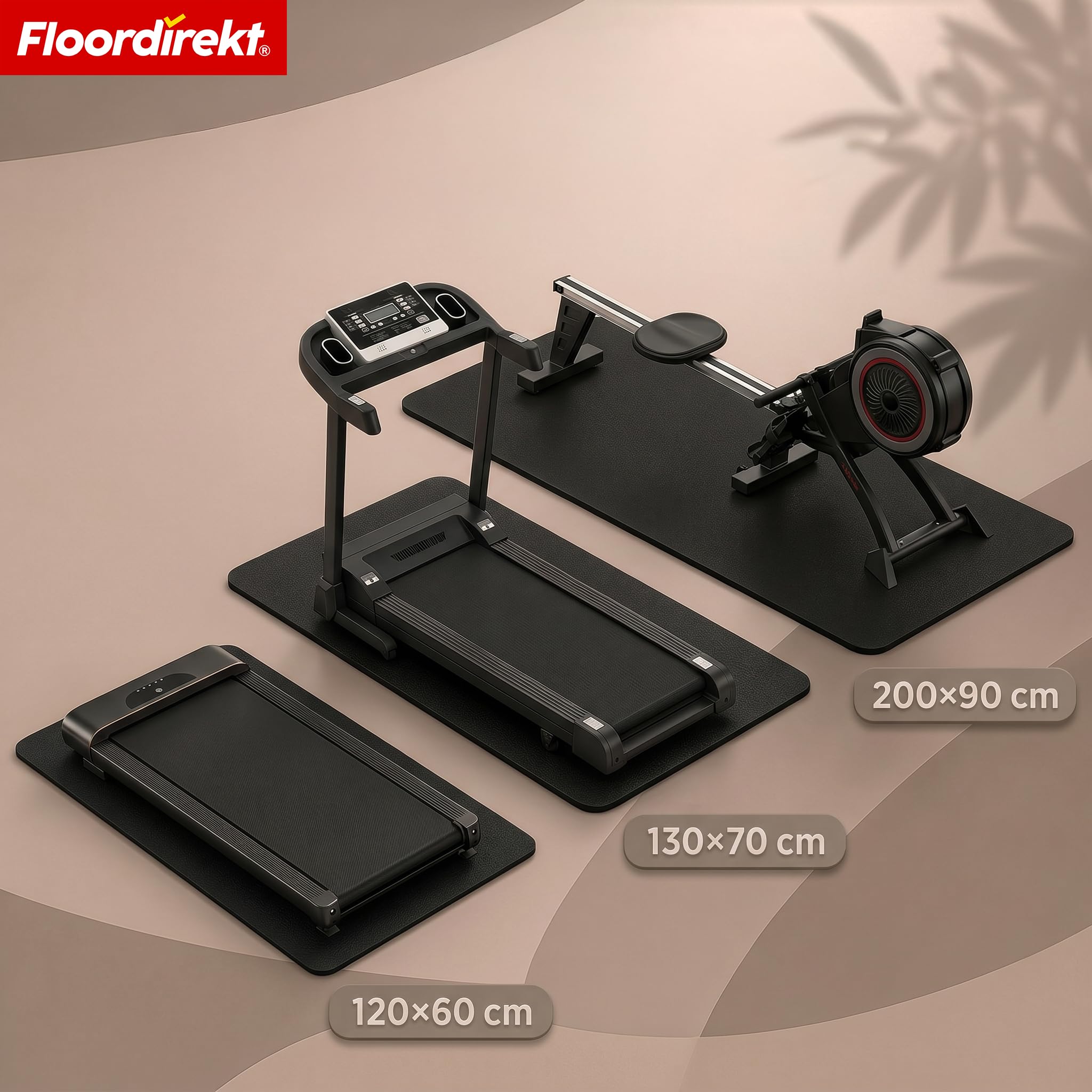 Floordirekt Sparta Tapis de protection de sol antidérapant pour tapis de course, vélo elliptique et équipement de fitness, absorbant les chocs