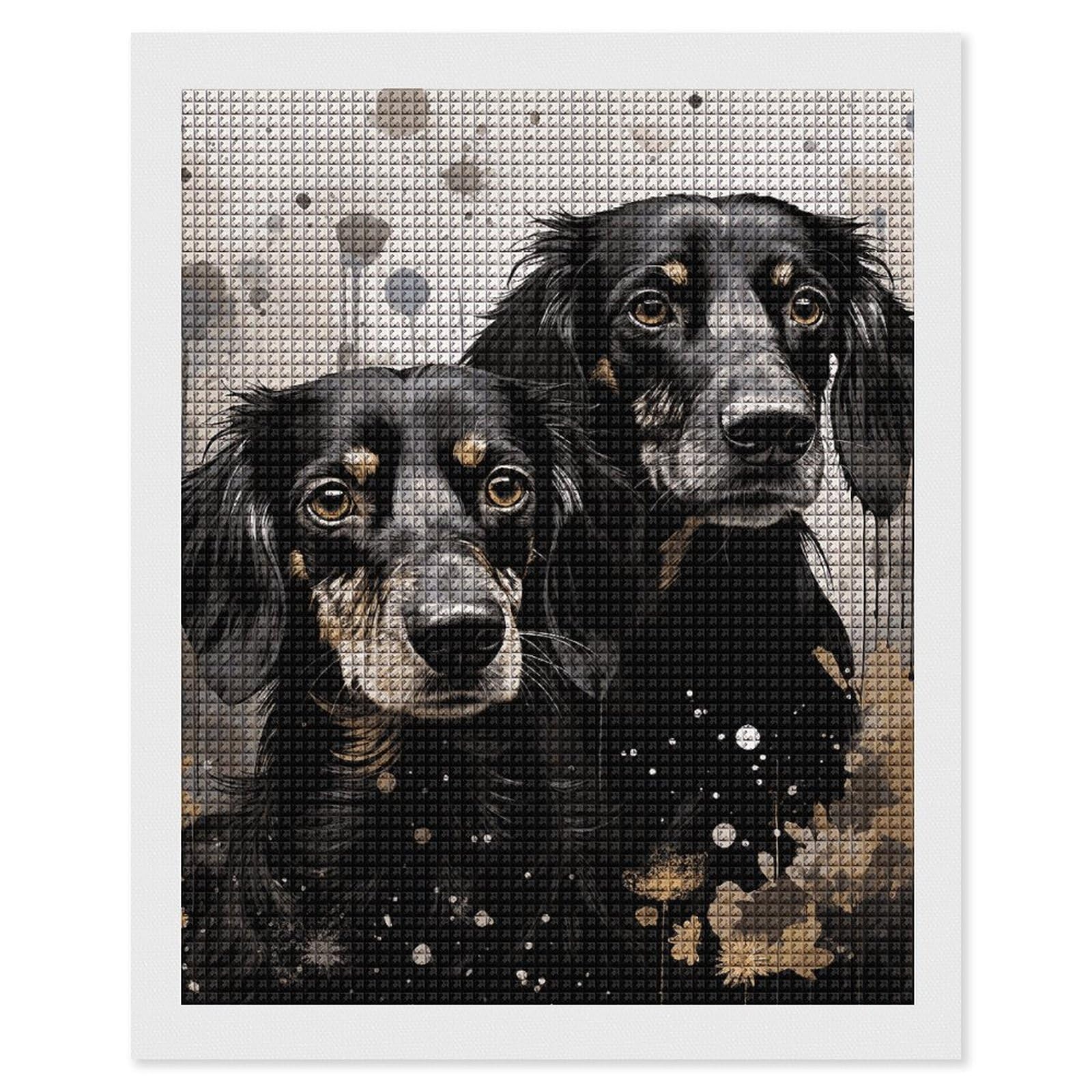 Black Dachshund Diamond Art Kits for Adults, DIY 5D Diamonds Painting Kits for Beginner, Round Full Drill Diamond Dots Painting, 16"x20" Diamonds Pictures Gem Art and Crafts Wall Decor