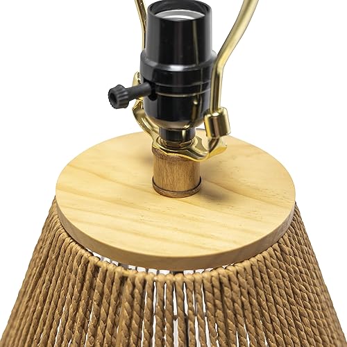 Miniatura 4 de Signature Design by Ashley Clayman Bohemian - Lámpara de mesa de madera y cuerda de papel de 23.5 pulgadas, color marrón claro