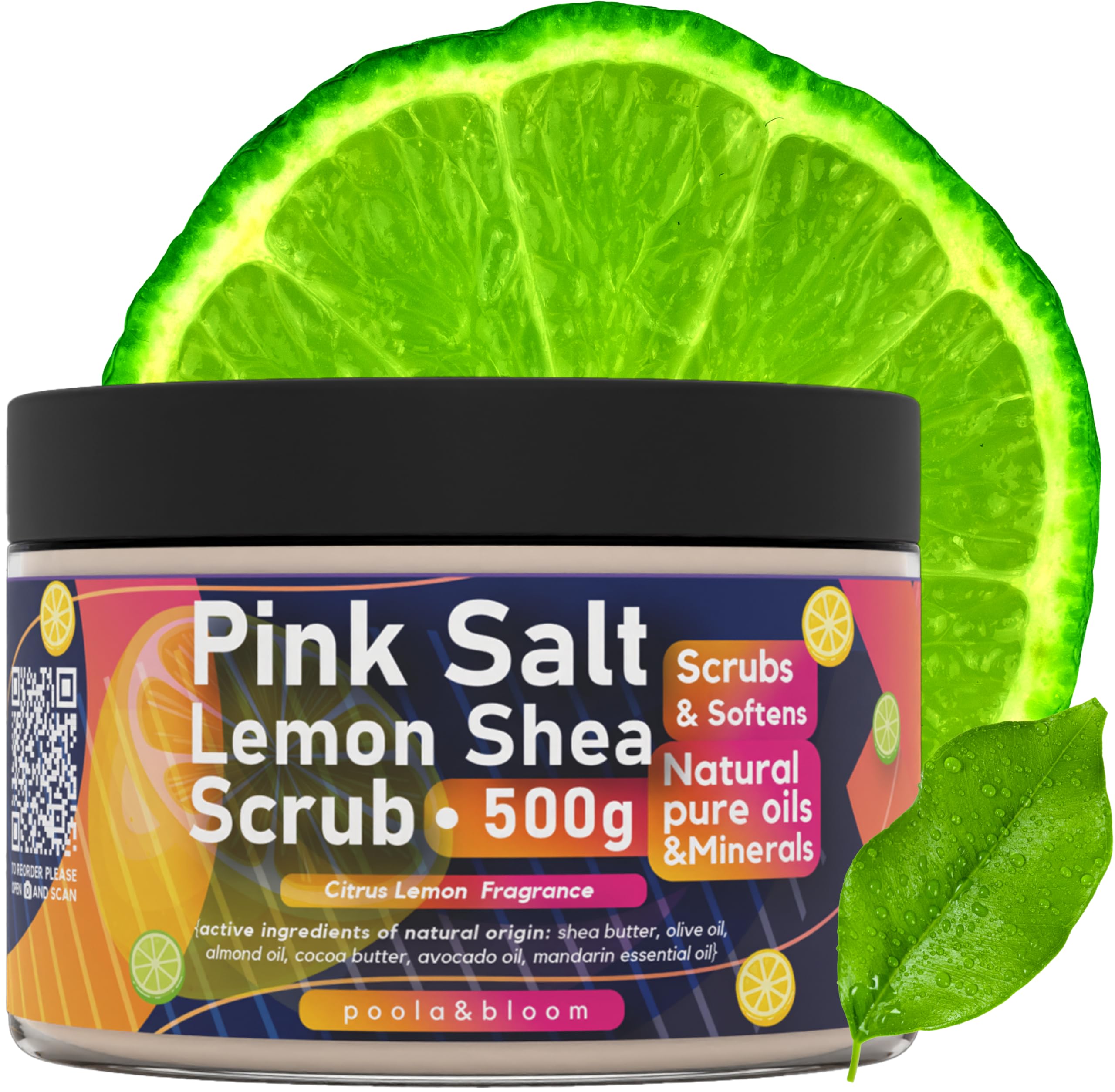 Poola & Bloom Masło Shea Sol Himalajska Peeling do Ciała z Cytrynowym Zapachem 500g Naturalne Składniki Nawilżenie i Wygładzanie Skóry Pielęgnacja dla Każdego Rodzaju Skóry