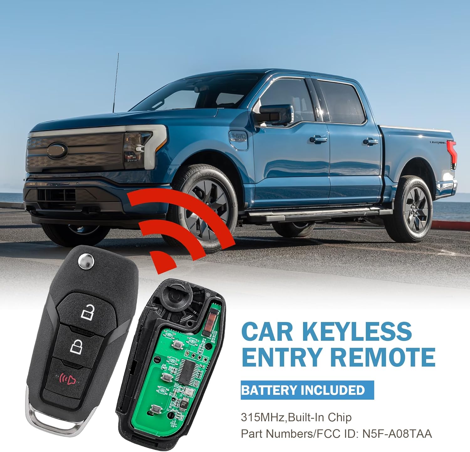 Flip Key Fob Replacement Keyless Entry Remote Compatible with Compatible with 2015-2020 Ford F150 2017-2022 F250 F350 Ecosport Explorer Ranger Bronco for N5F-AO8TAA