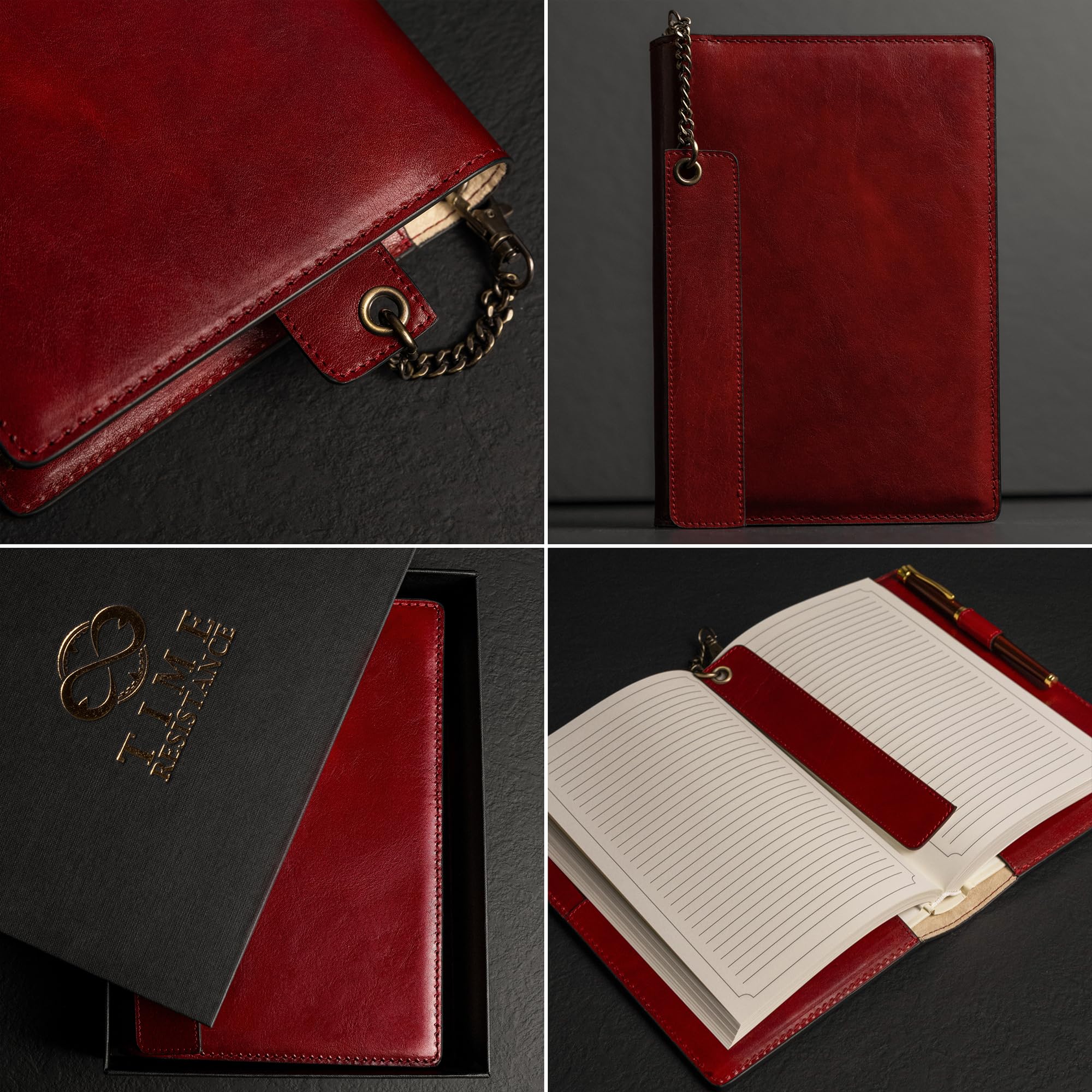 Cuaderno de Cuero Estilo Vintage Tamaño A5 Rojo