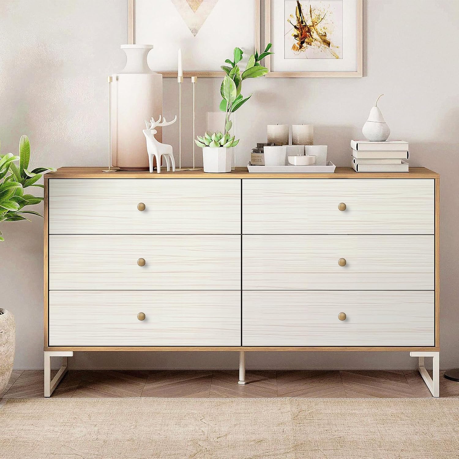 FunStick 60CMx5M Papel Pintado Autoadhesivo Madera Vinilo para Armarios Cocina Dormitorio Blanco Beige Revestimiento Pared Adhesivo Lavable Papel Adhesivo para Muebles Madera Encimera Blanco Beige