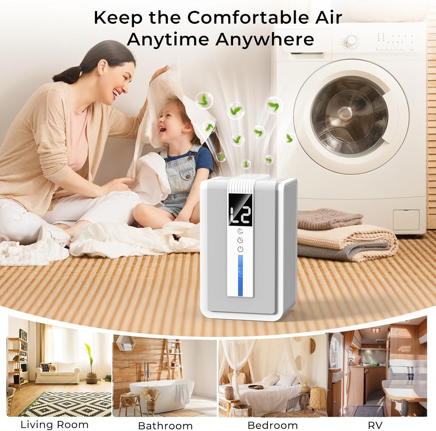 Dehumidifiers for Home, 42 OZ (400 sq.ft) Small Dehumidifier with Timer, Auto Shut Off, Auto Defrost, 7 Colors LED Light, Quiet Energy Saving Dehumidifier for Bedroom, Bathroom, Basement, Closet, RV
