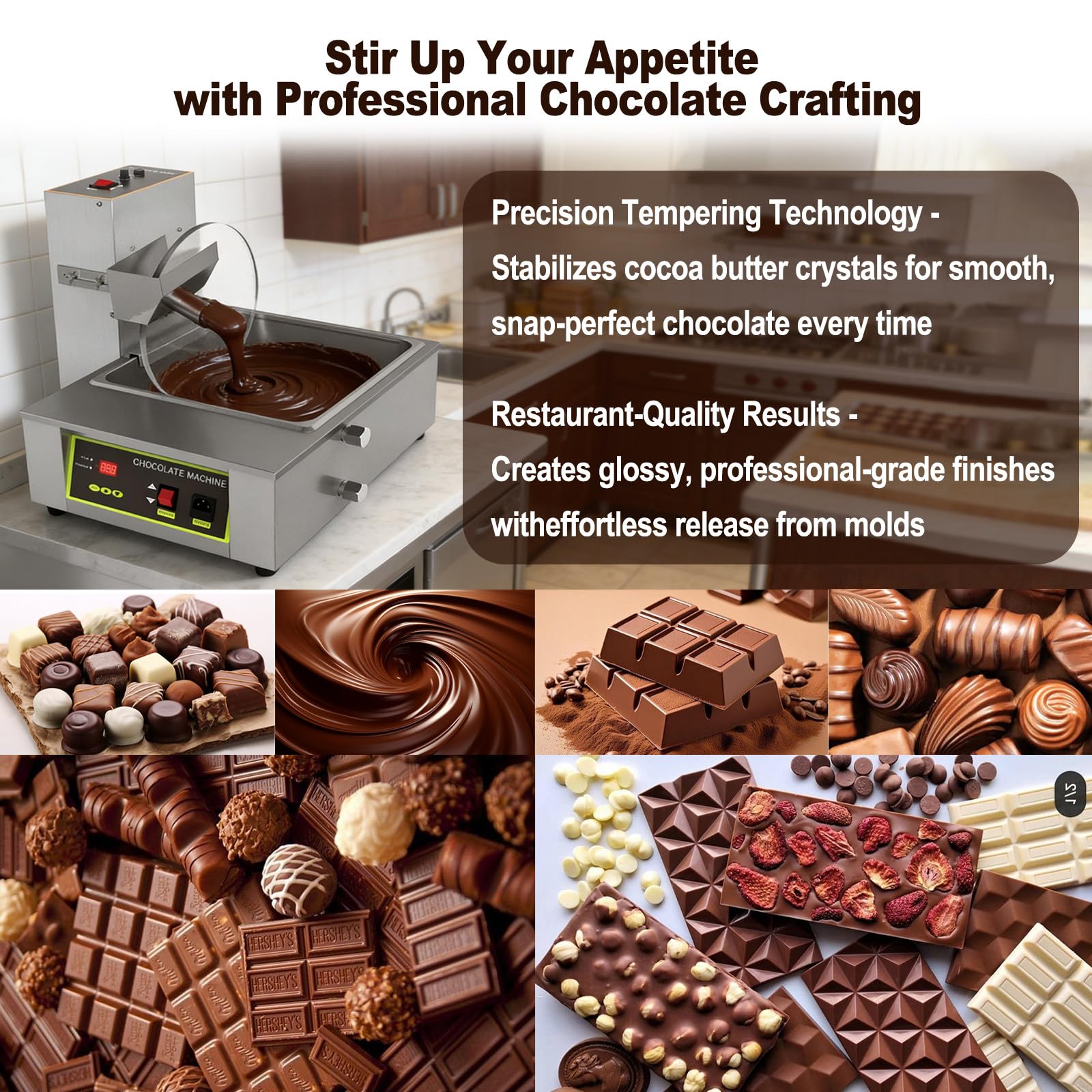 Tempéreuse à Chocolat | Fondoir électrique en Acier Inoxydable | Usage Professionnel de Table | Idéale pour Le Chocolat, Le Beurre et la crème | pour boulangeries, hôtels et cafés 12kg