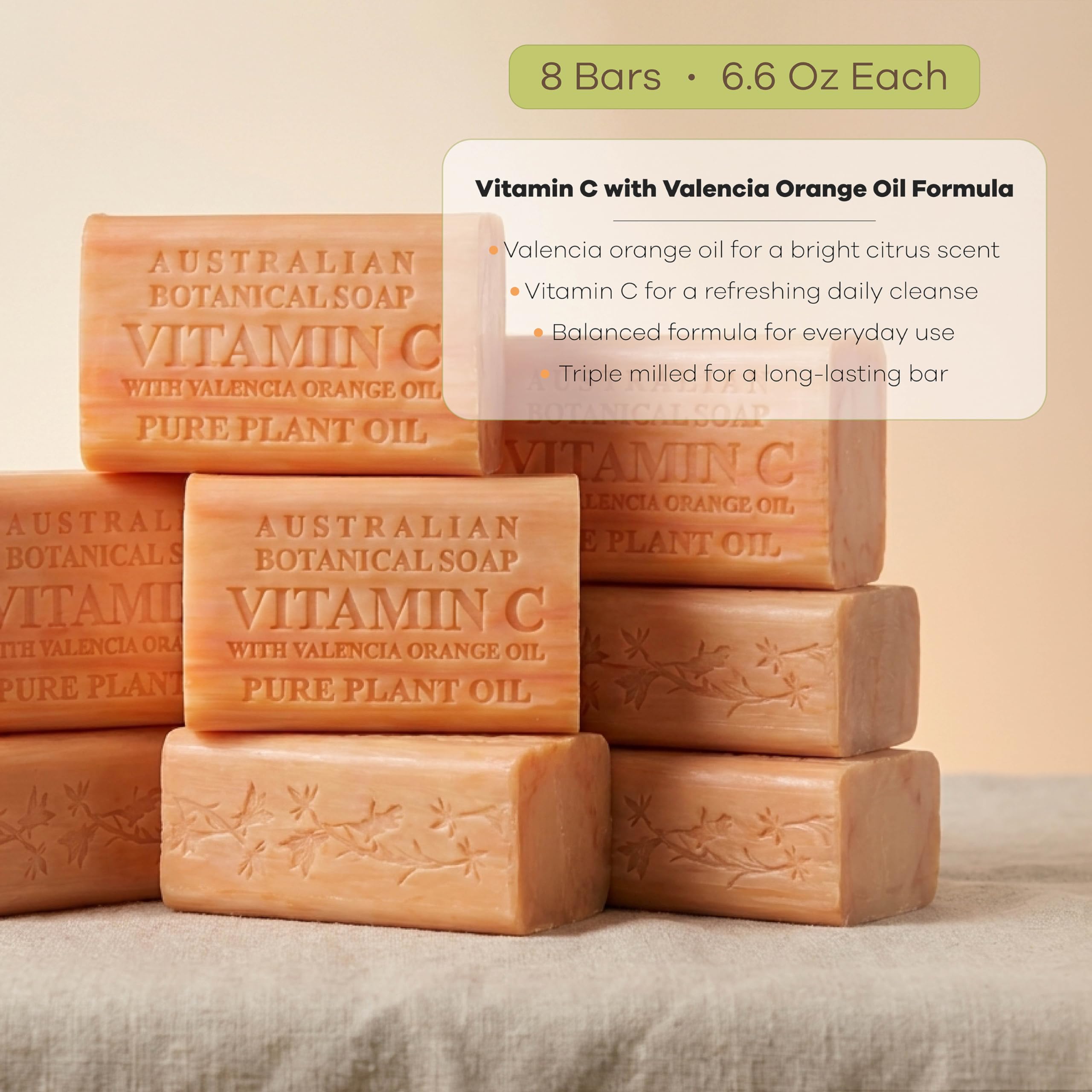 Australian Botanical Soap Extra-Large 6.6 oz Bars, Pack of 8