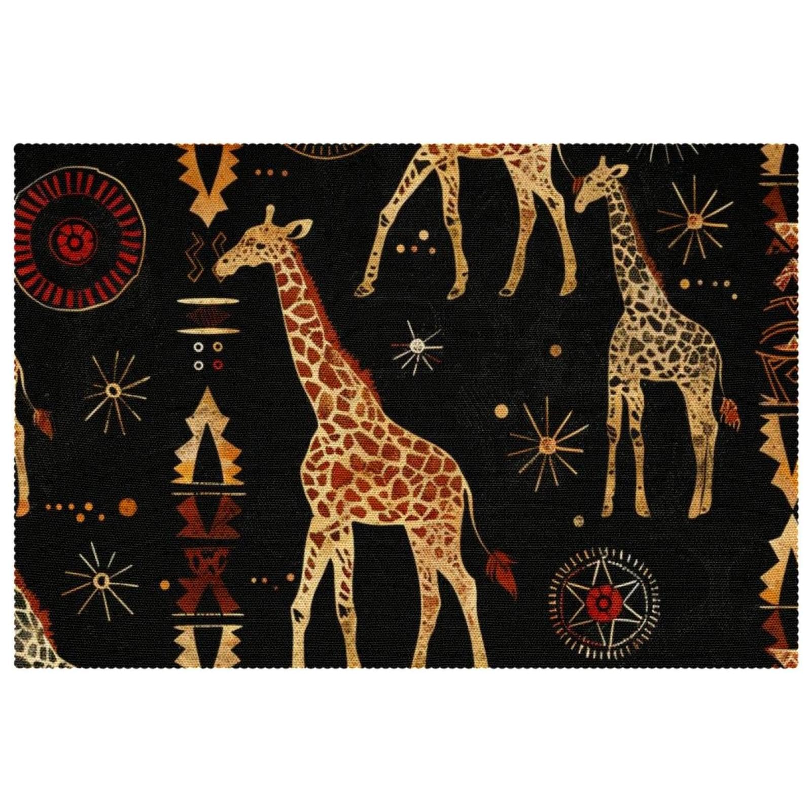 Set de table repas de famille motif girafe africaine ethnique