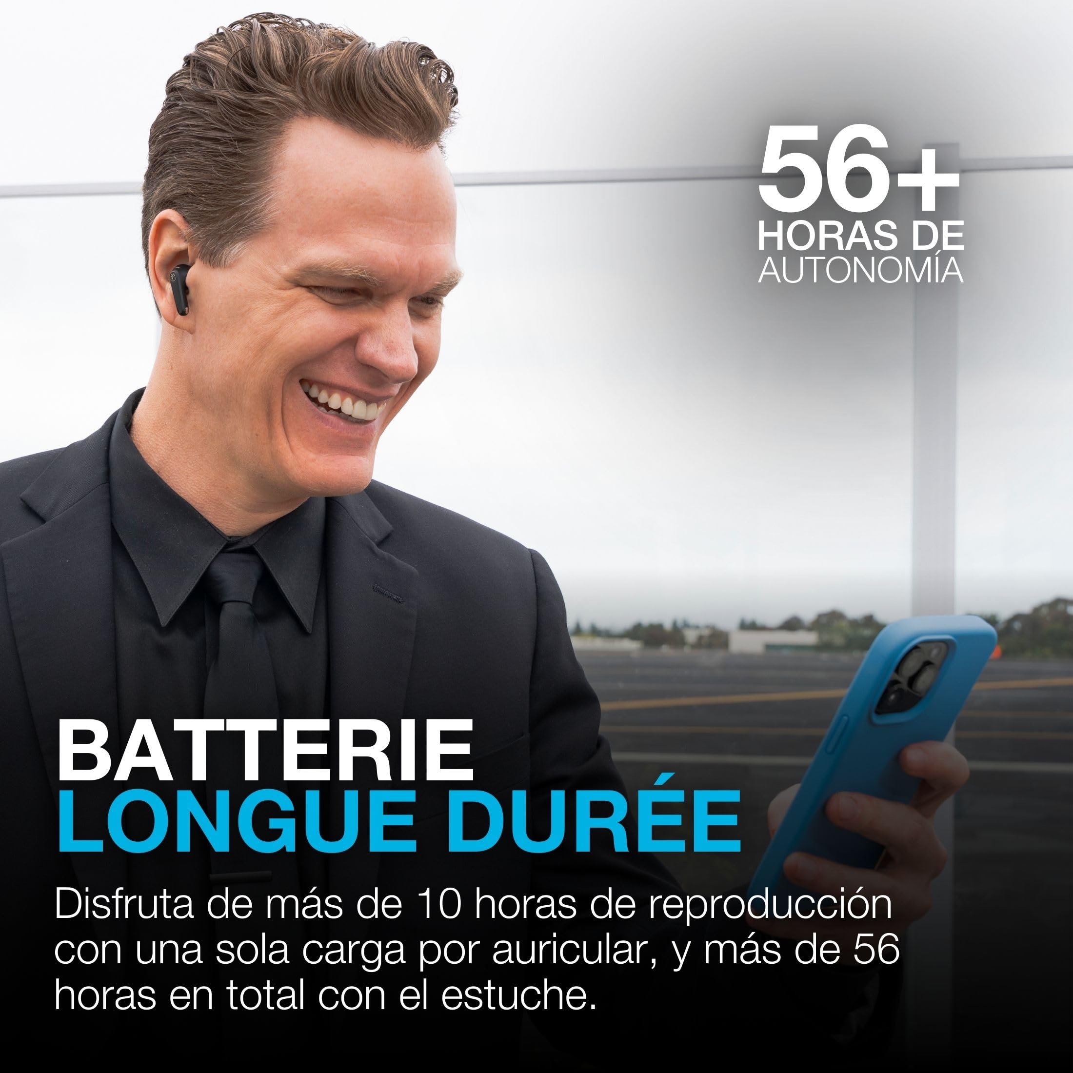 JLab JBuds Pods ANC - Auriculares Bluetooth con Cancelación Activa de Ruido, 56+ Horas, In-Ear, IP55, Audio Personalizable, Control por Aplicación, Conexión Multipunto, Llamadas Nítidas, Negro