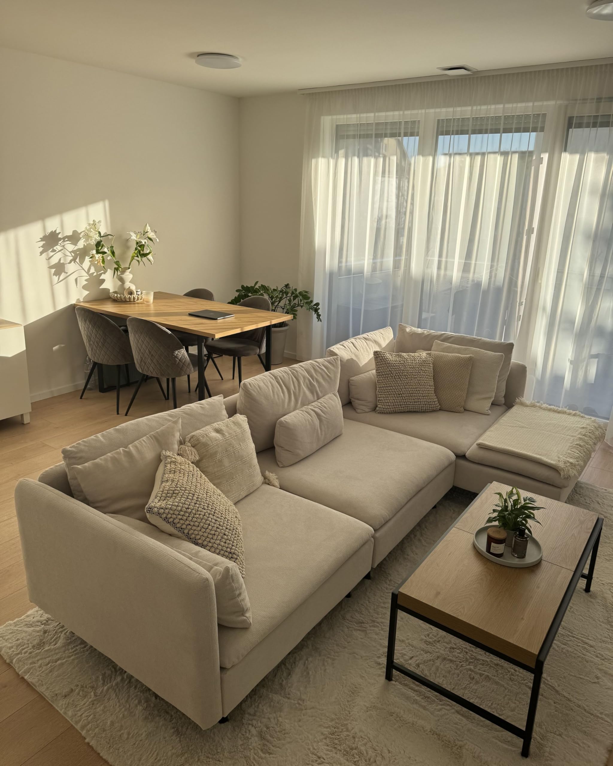 Tagesdecke Baumwolle creme weiß 220x240 cm mit Fransen modern Yerbent