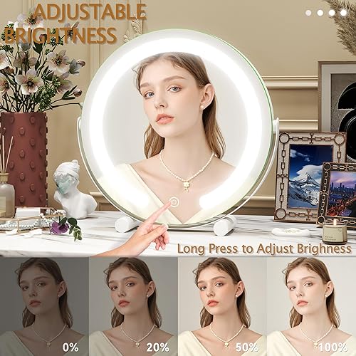 Miniatura 4 de Vierose Espejo de tocador de 13 pulgadas con luces, espejo de maquillaje LED para maquillaje de dormitorio, espejo iluminado con control táctil