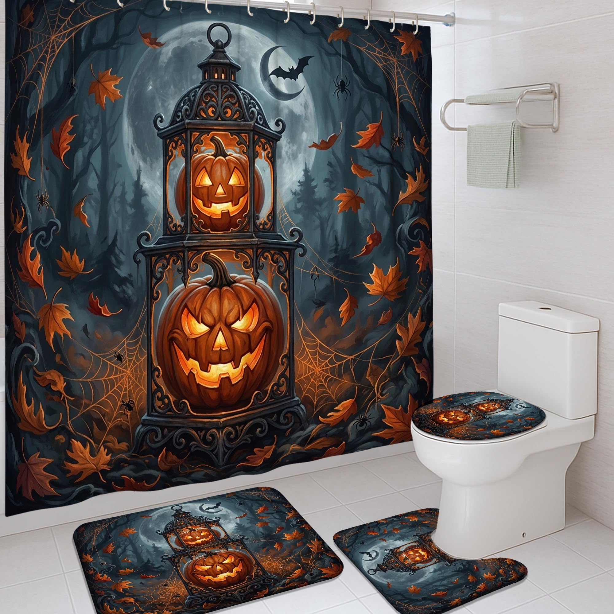 Rideau de douche en tissu de qualité supérieure motif feuilles d'automne