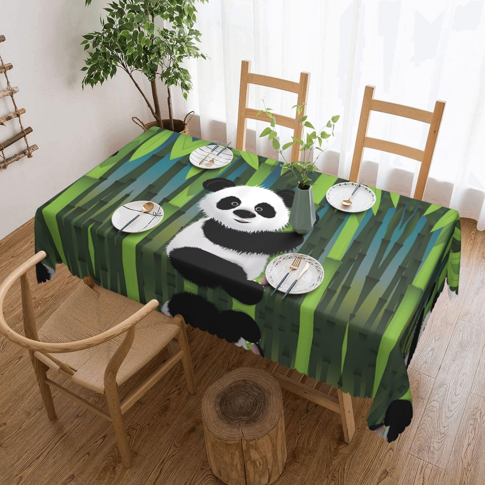 MROWYC Curious Baby Panda Printed tablecloths are suitable for hotels, picnics, and parties, and can effectively protect the tabletop