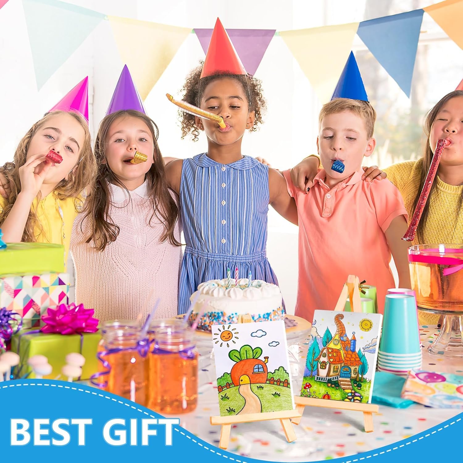 ESRICH Small Canvases for Painting, 6 Pack Canvas 5x7 Inch Stretched Canvas 2/5" Profile Primed Acid Free Painting Canvas for Kids for Oil Paint,Watercolor,Acrylic Paint,Gouache &Tempera. - Image 8