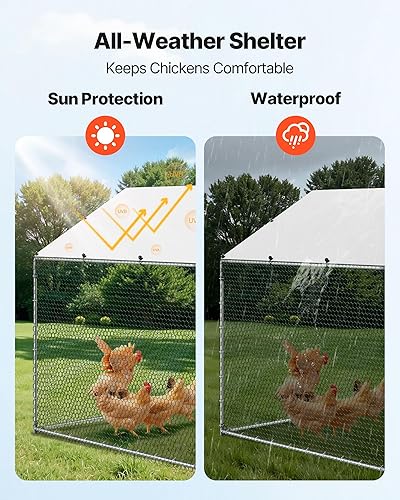 Miniatura 5 de VEVOR Gallinero grande de metal con corral, corral para pollos para patio con cubierta impermeable, 6.5 x 9.8 x 6.5 pies, gallinero grande con techo
