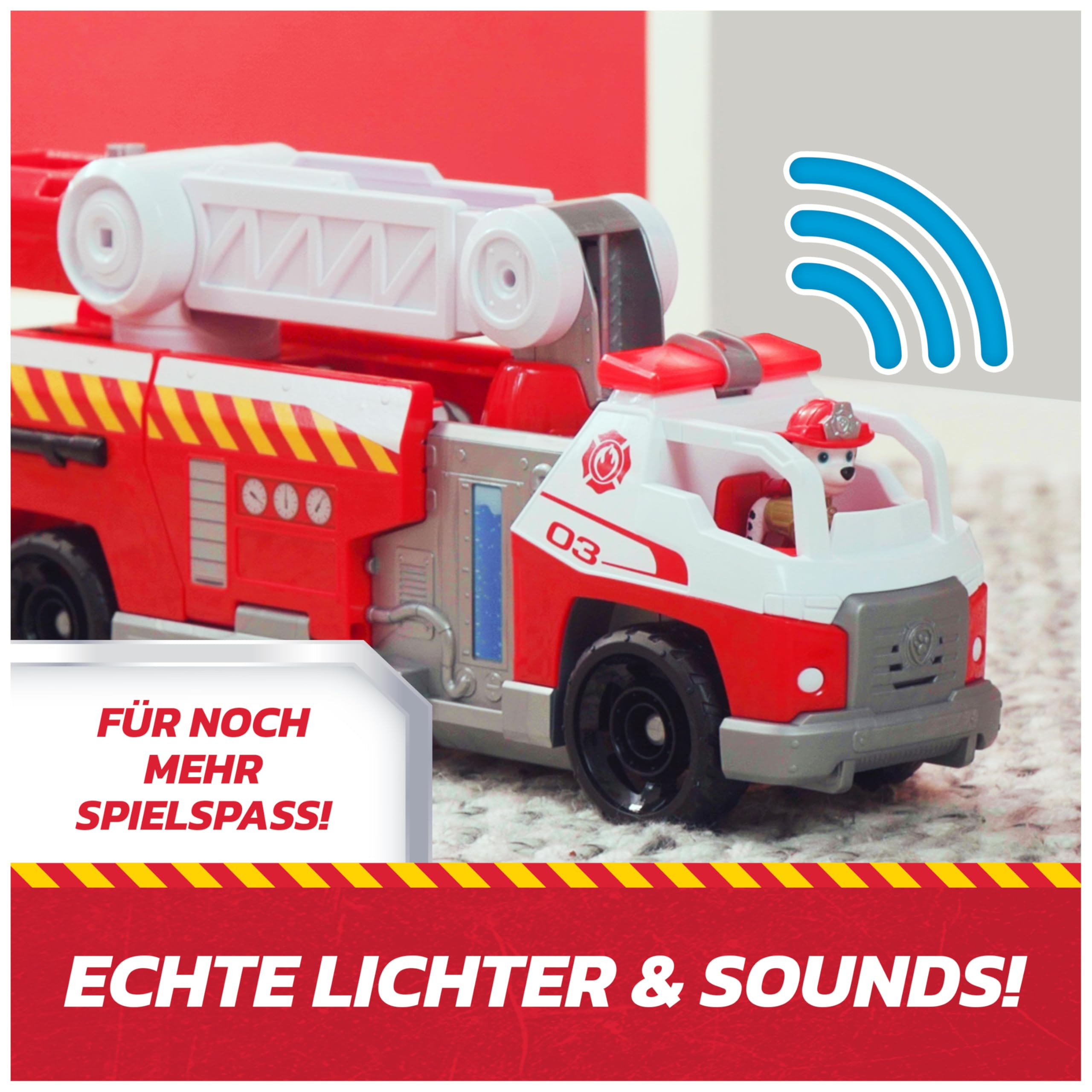 PAW PATROL – Fire Rescue Marshalls Deluxe Feuerwehr-Truck mit actiongeladener Löschfunktion, 50 cm lang, mit Marshall-Figur, kleinem Feuerwehrauto, Licht- und Soundeffekten, für Kinder ab 3 Jahren