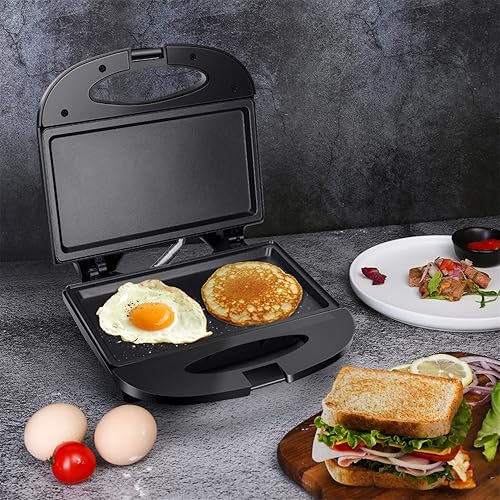 Miniatura 4 de Aigostar Sandwichera con superficie de rejilla profunda antiadherente y sandwichera Aigostar de 1200 W con placas antiadherentes de cerámica 3 en 1