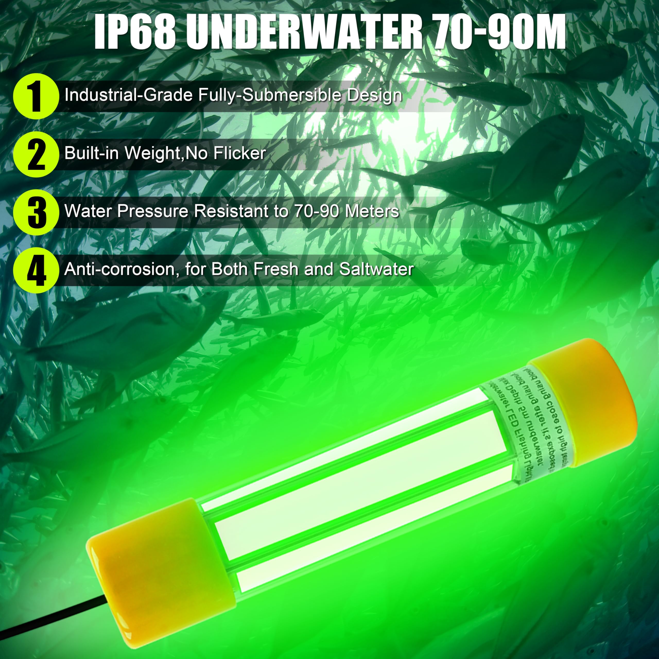 Super jasne podwodne światło wędkarskie, 20 W, 12 V, 16000 lumenów, IP68, wodoodporna, zanurzalna lampa LED, noc, dok wędkarski, łódź, głębokie światło do krewetek krewetkowych Crappie Squid Shad